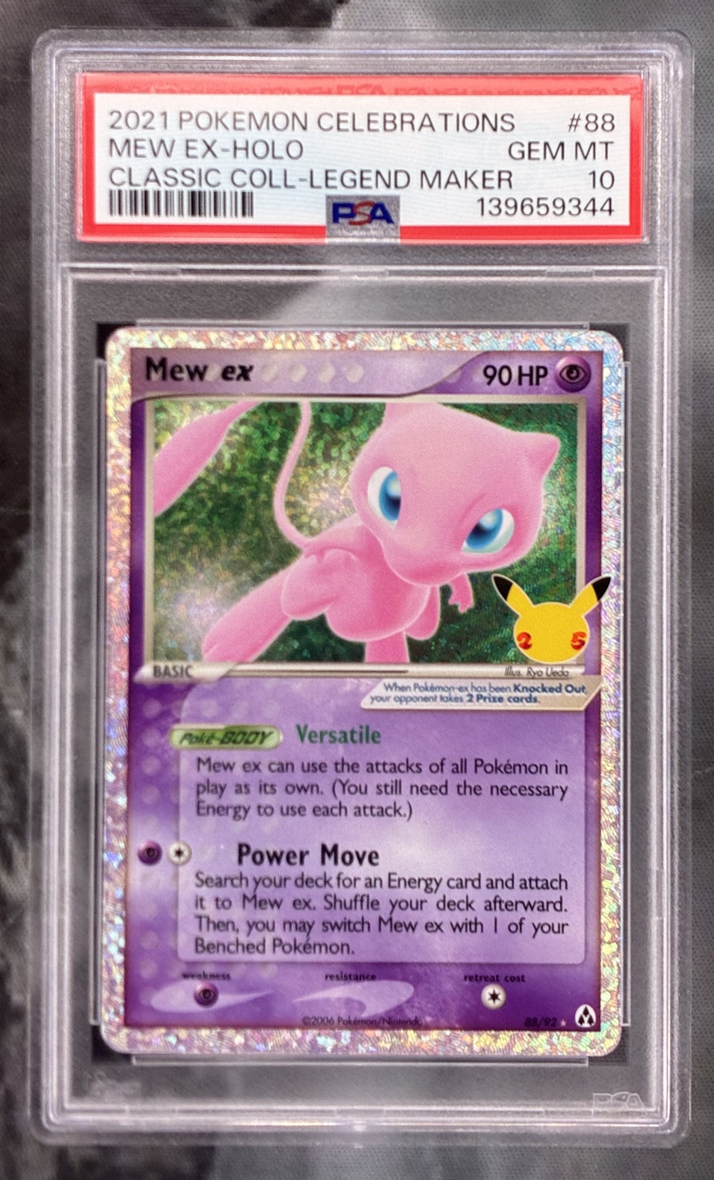Pokémon Mew ex 88/92 Celebrations Classic Collection PSA 10 Gem Mint Holo