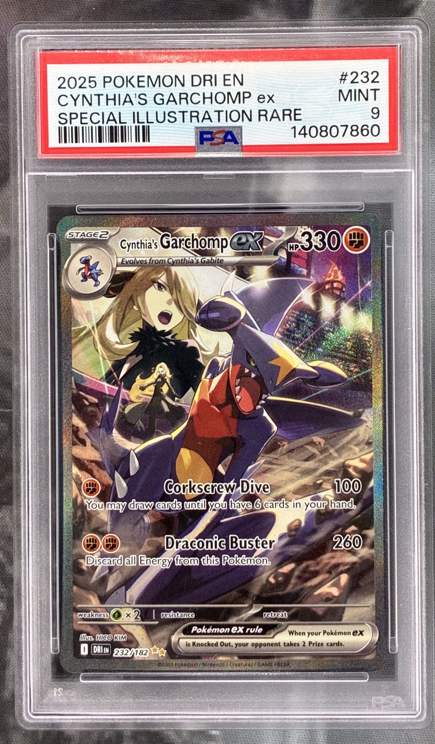 Pokémon Cynthia’s Garchomp ex Special Illustration Rare 232/182 Destined Rivals PSA 9