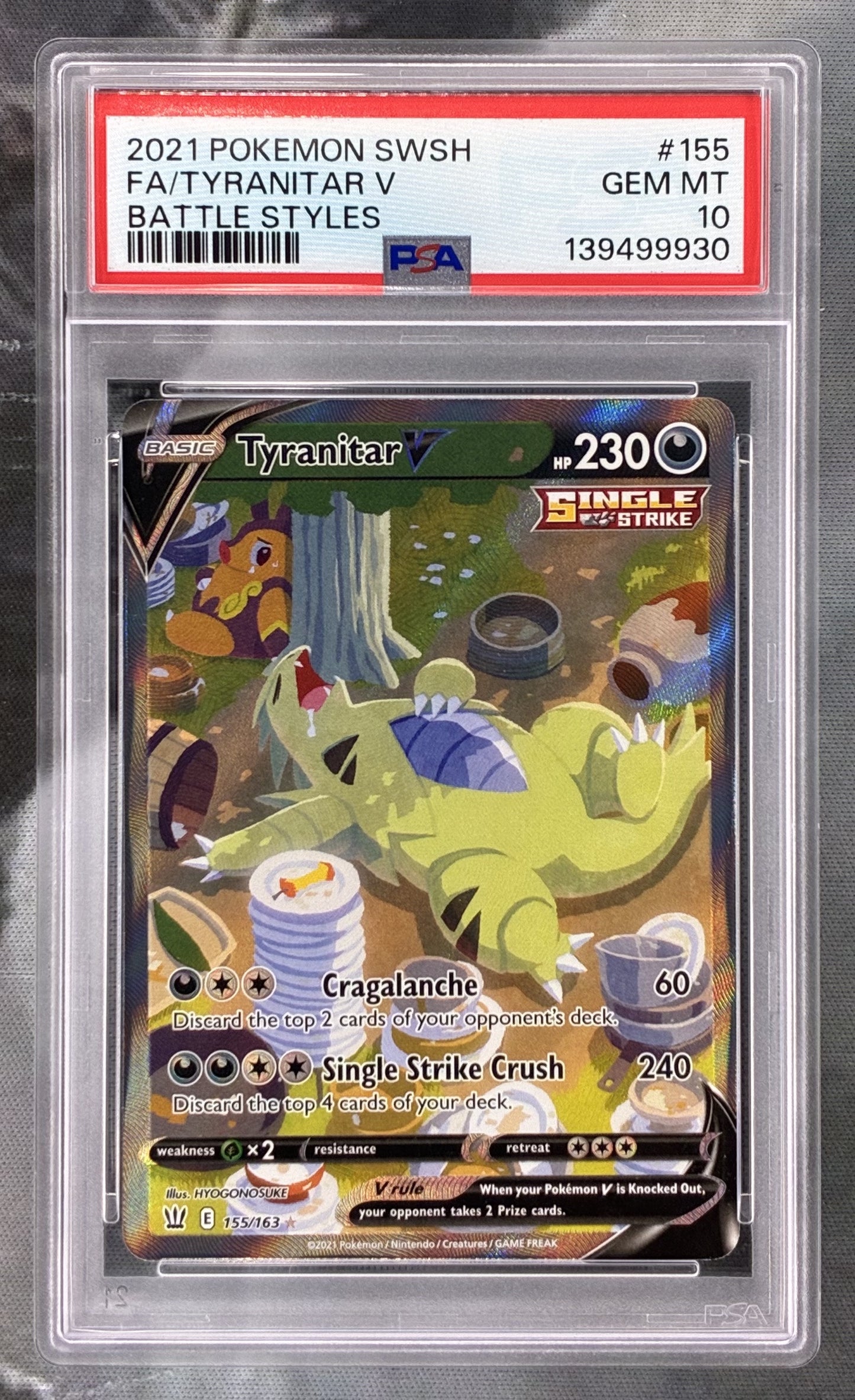 Pokémon Tyranitar V 155/163 Battle Styles Full Art PSA 10 Gem Mint
