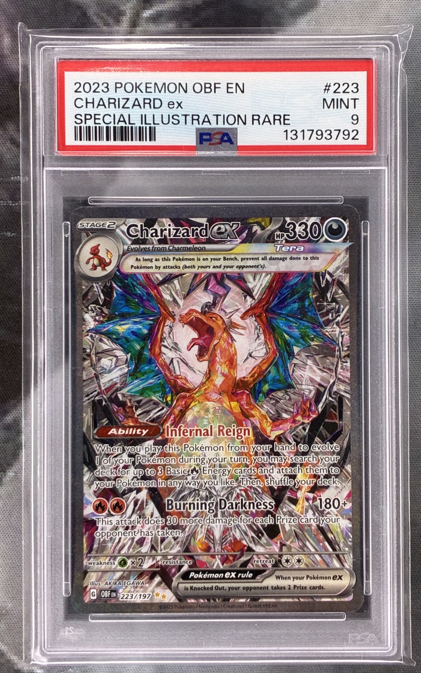 Pokémon Charizard ex 223/197 Obsidian Flames Holo PSA 9 Mint
