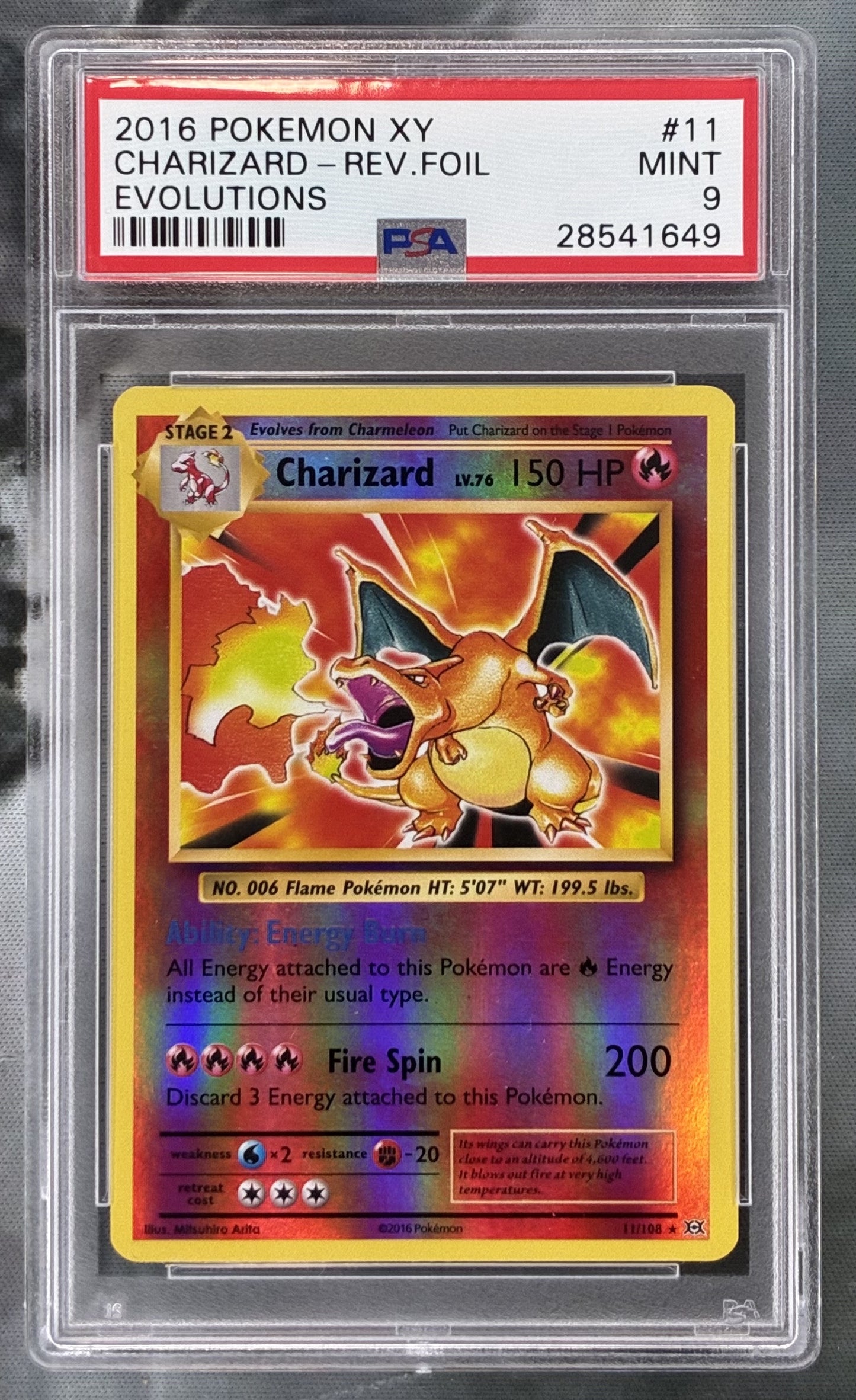 Pokémon Charizard 11/108 XY Evolutions Reverse Holo Rare PSA 9 Mint