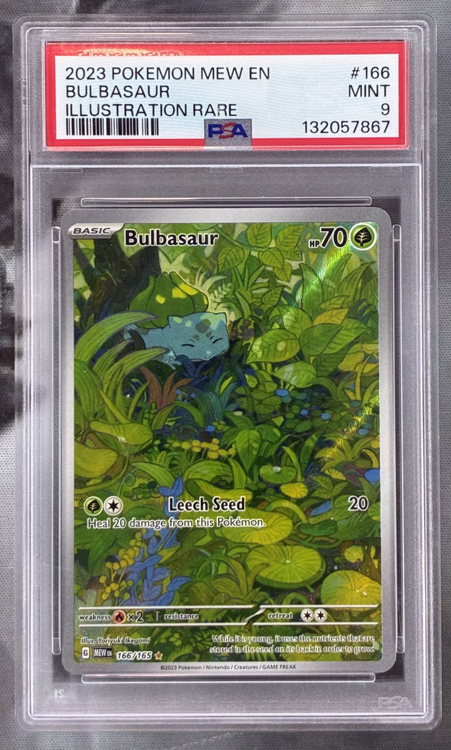 Pokémon Bulbasaur 166/165 Scarlet & Violet Illustration Rare Holo PSA 9 Mint