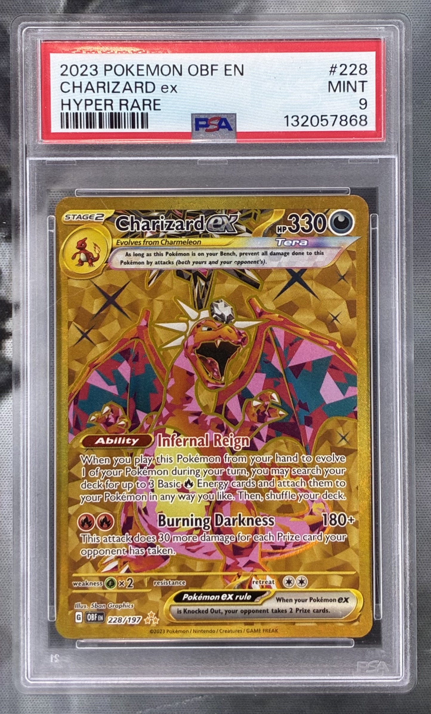 Pokémon Charizard ex 228/197 Obsidian Flames Hyper Rare PSA 9 Mint