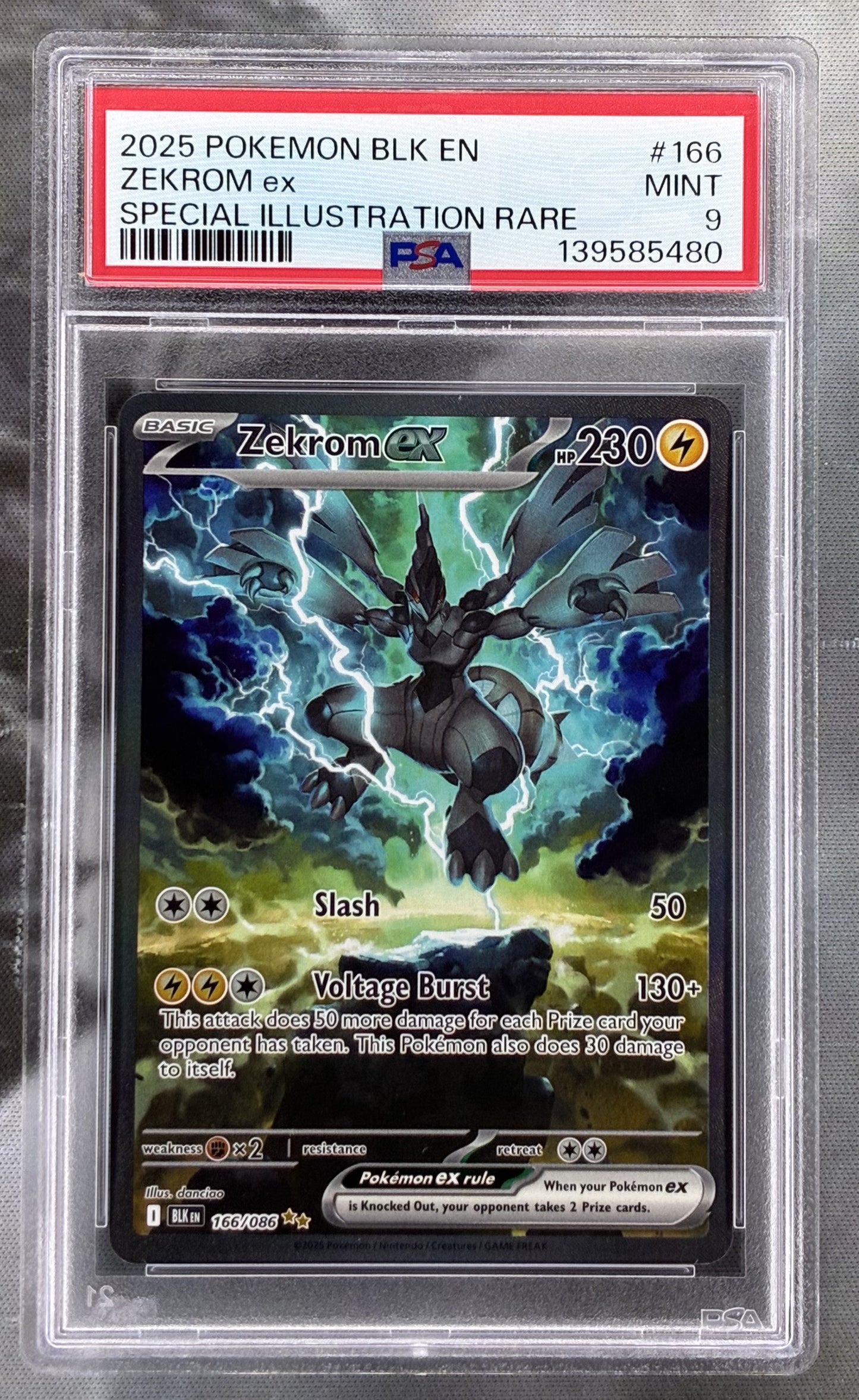 PSA 9 Zekrom EX 166/086 Black Bolt Special Illustration Pokémon