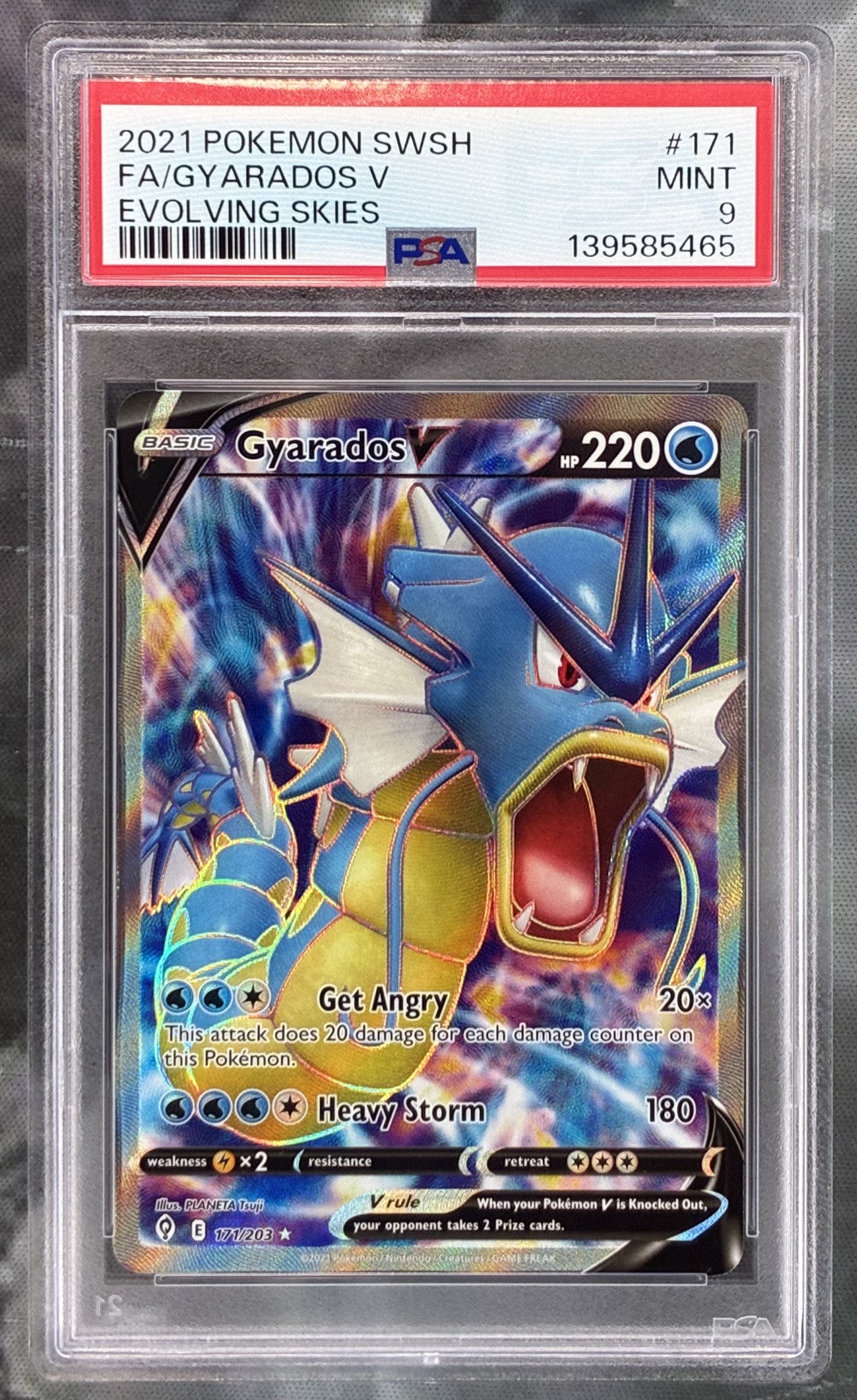 PSA 9 Gyarados V 171/203 Evolving Skies Full Art Pokémon