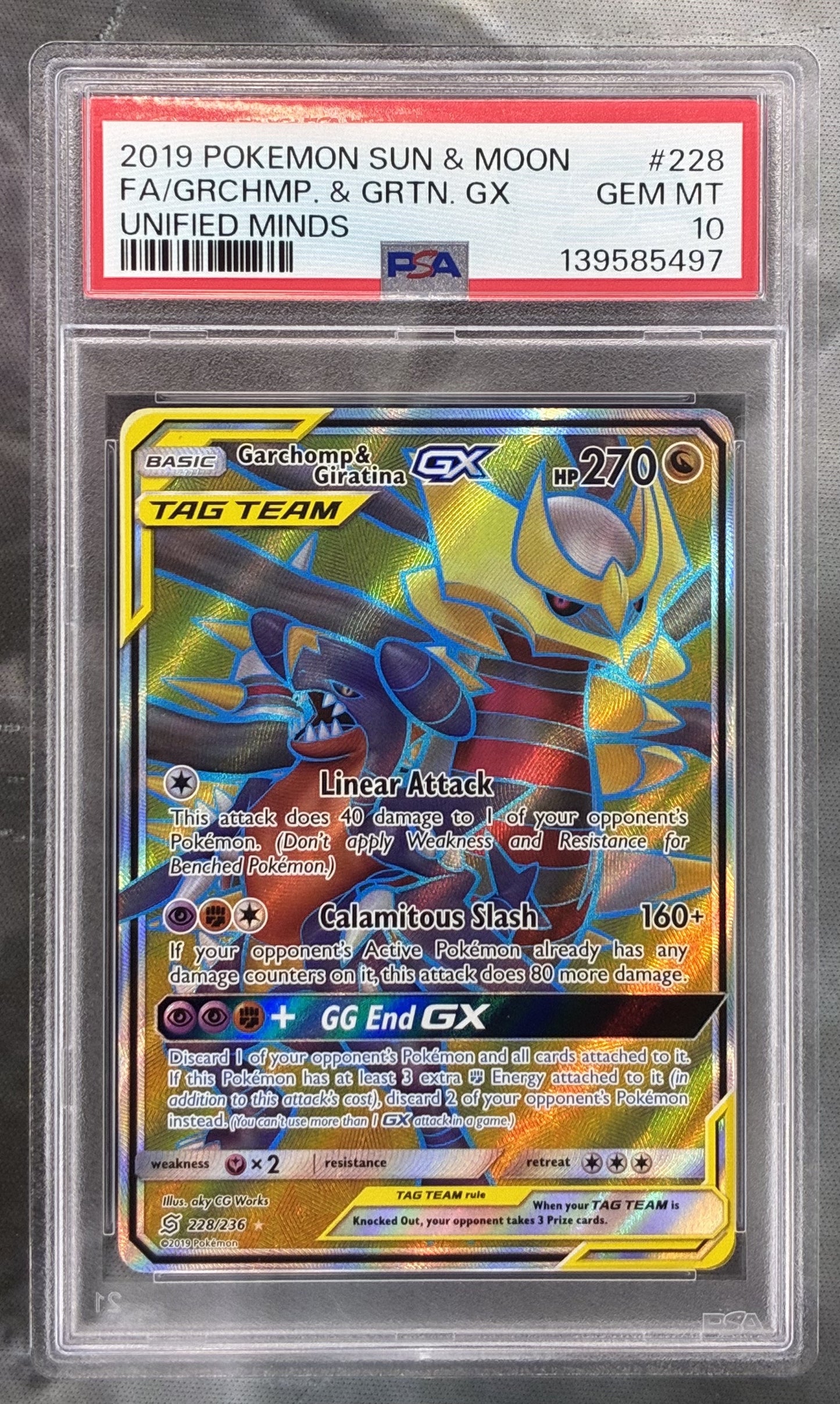 PSA 10 Garchomp & Giratina GX 228/236 Unified Minds