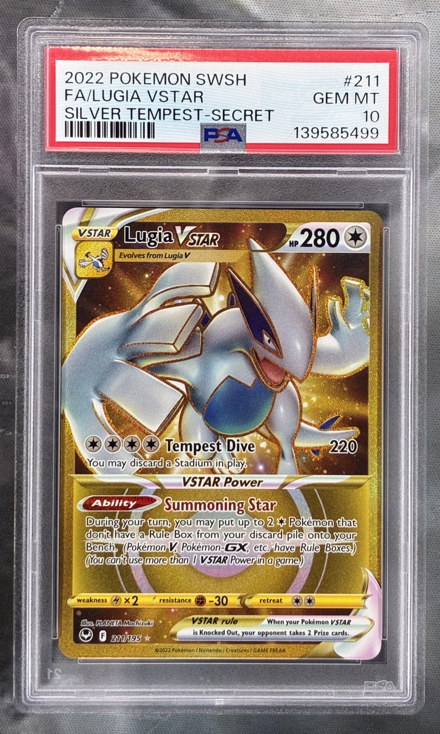 PSA 10 Lugia VSTAR 211/195 Silver Tempest Pokémon