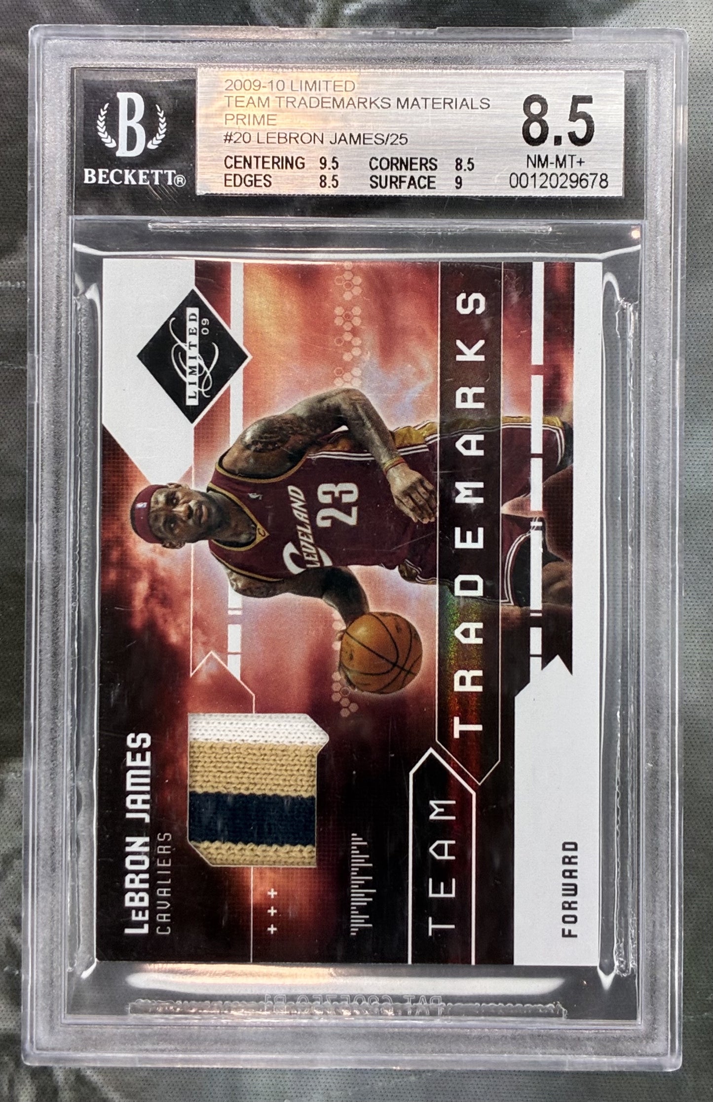 2009 Limited Team Trademarks LeBron James Prime Patch #20 /25 BGS 8.5