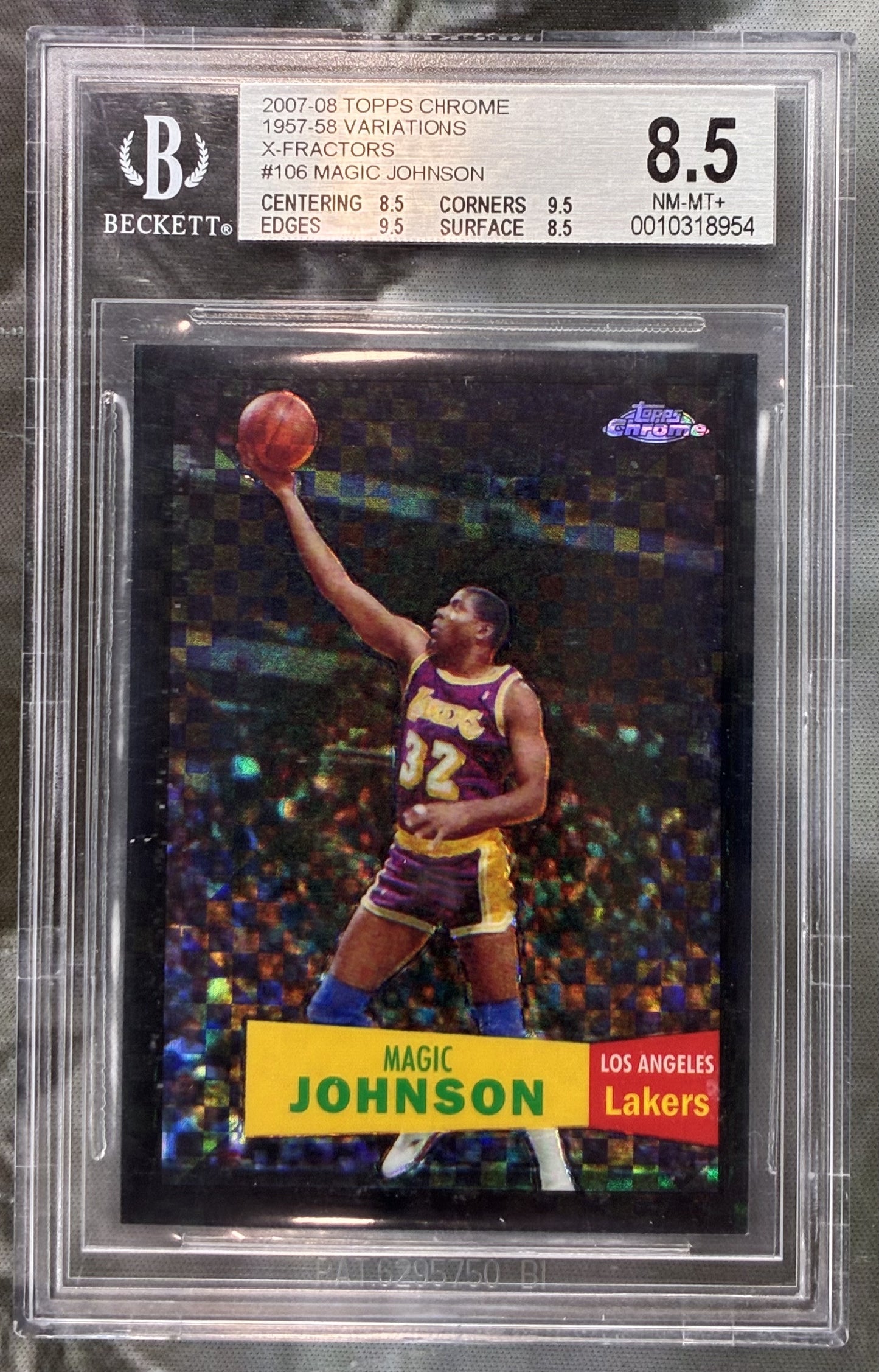 2007-08 Topps Chrome Magic Johnson Black X-Fractor /50 BGS 8.5