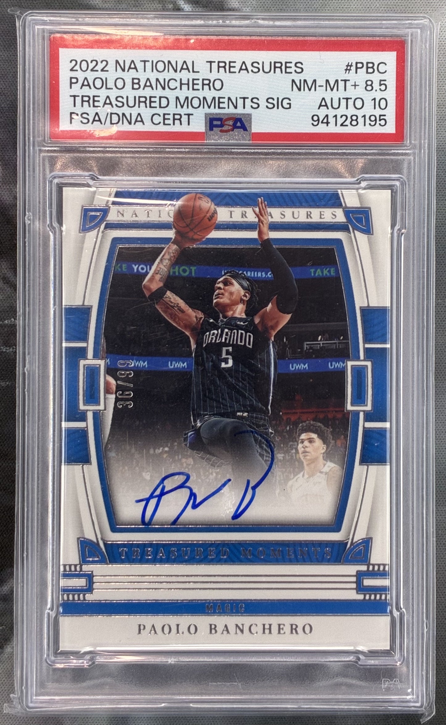 2022-23 National Treasures Paolo Banchero Treasured Moments RC Auto /99 PSA 8.5 Auto 10