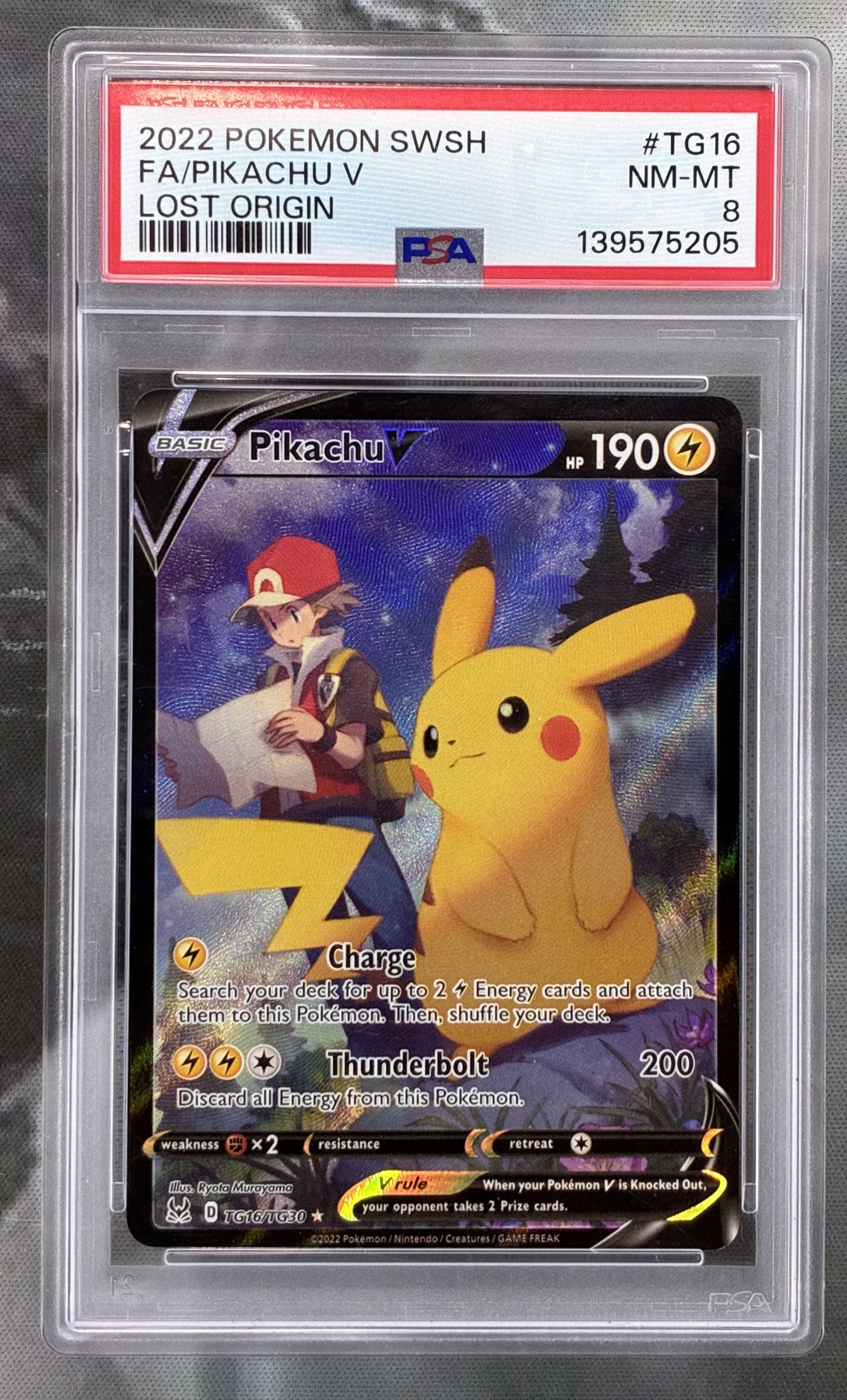 Pokémon Pikachu V Lost Origin Trainer Gallery TG16/TG30 PSA 8