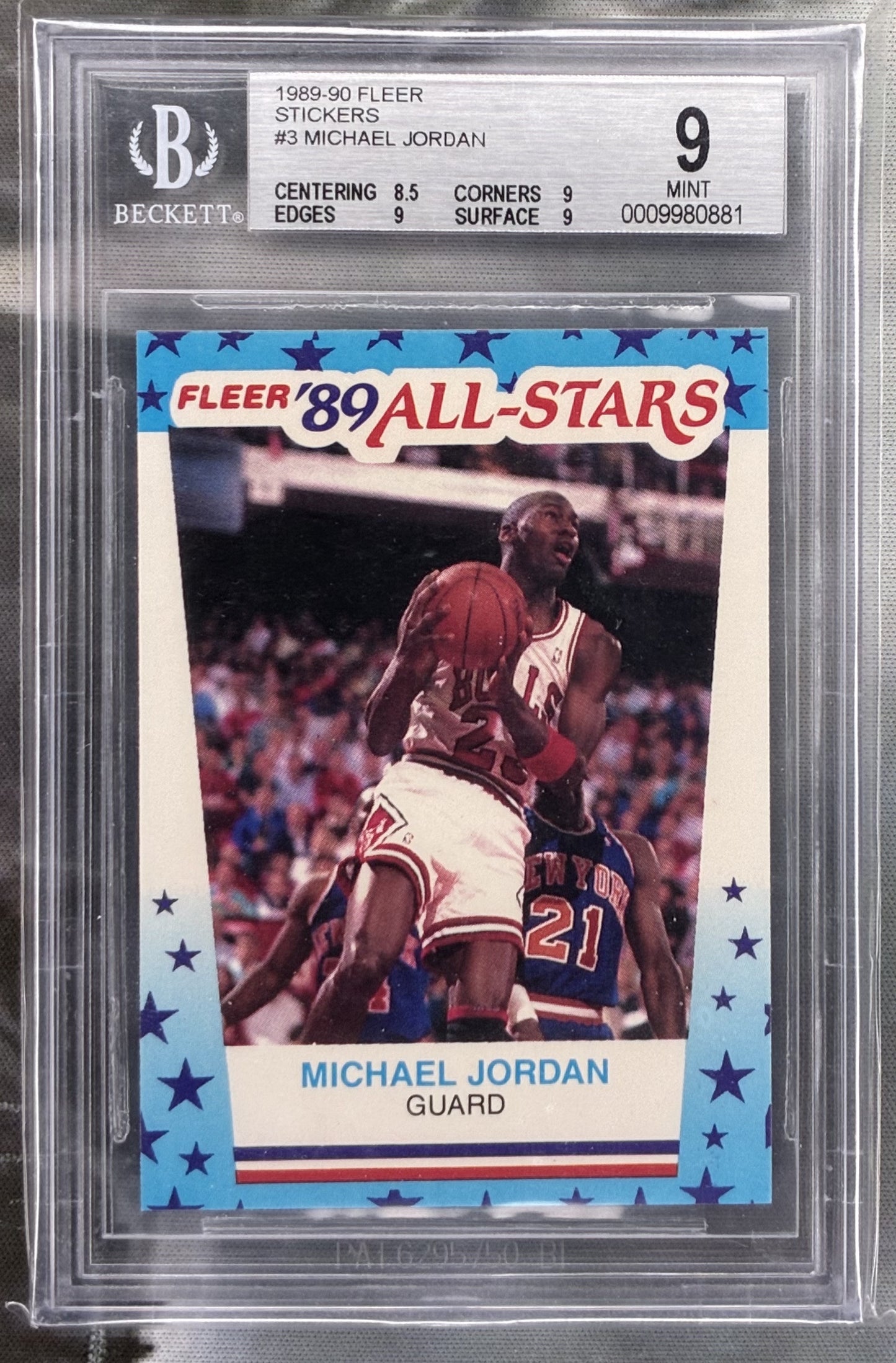 1989-90 Fleer Stickers Jordan #3 BGS 9