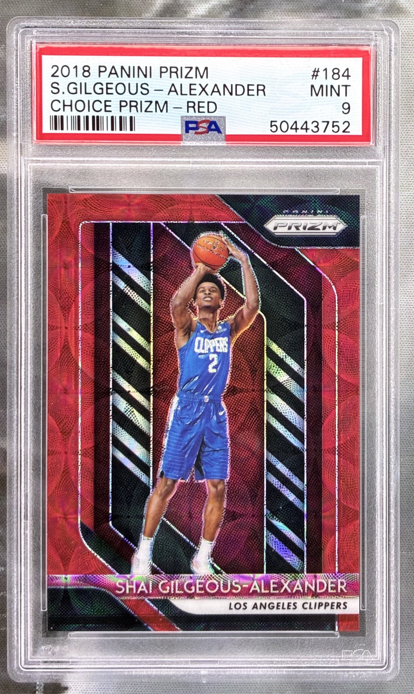 2018-19 Prizm Shai Gilgeous-Alexander Choice Red RC /88 PSA 9