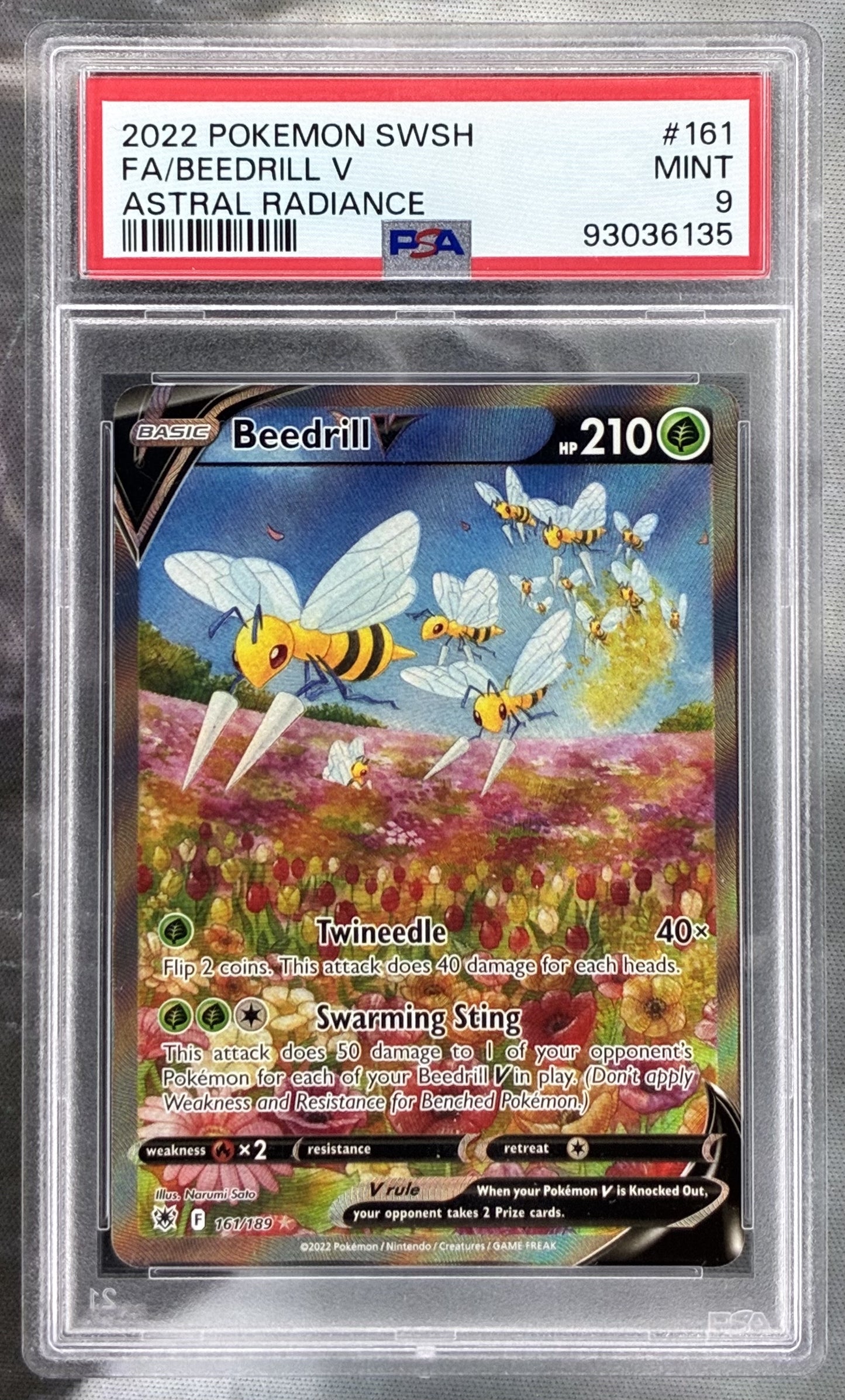 Pokémon Beedrill V 161 189 Astral Radiance Full Art PSA 9