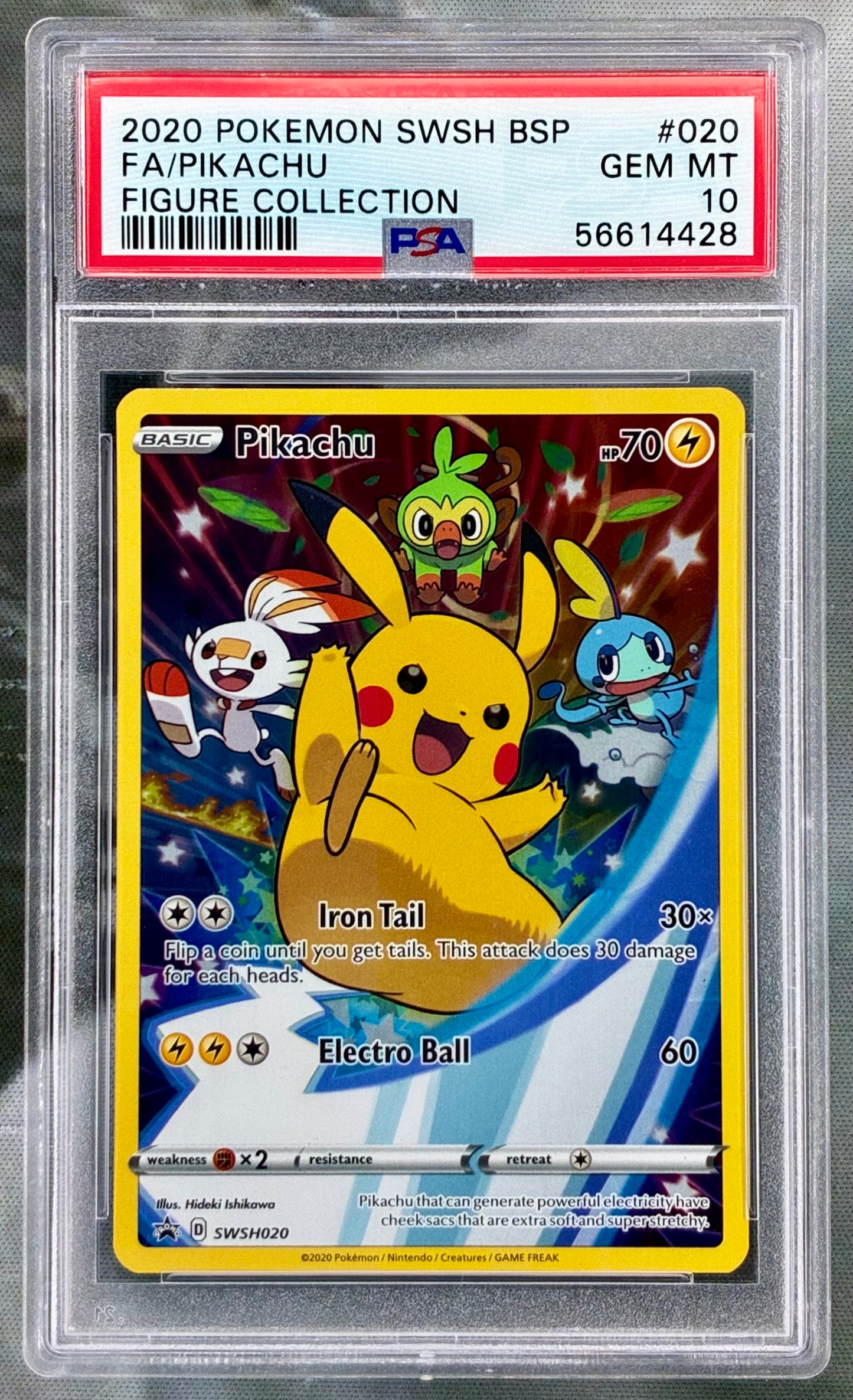 Pokémon Pikachu 2020 SWSH020 Black Star Promo Full Art – PSA 10