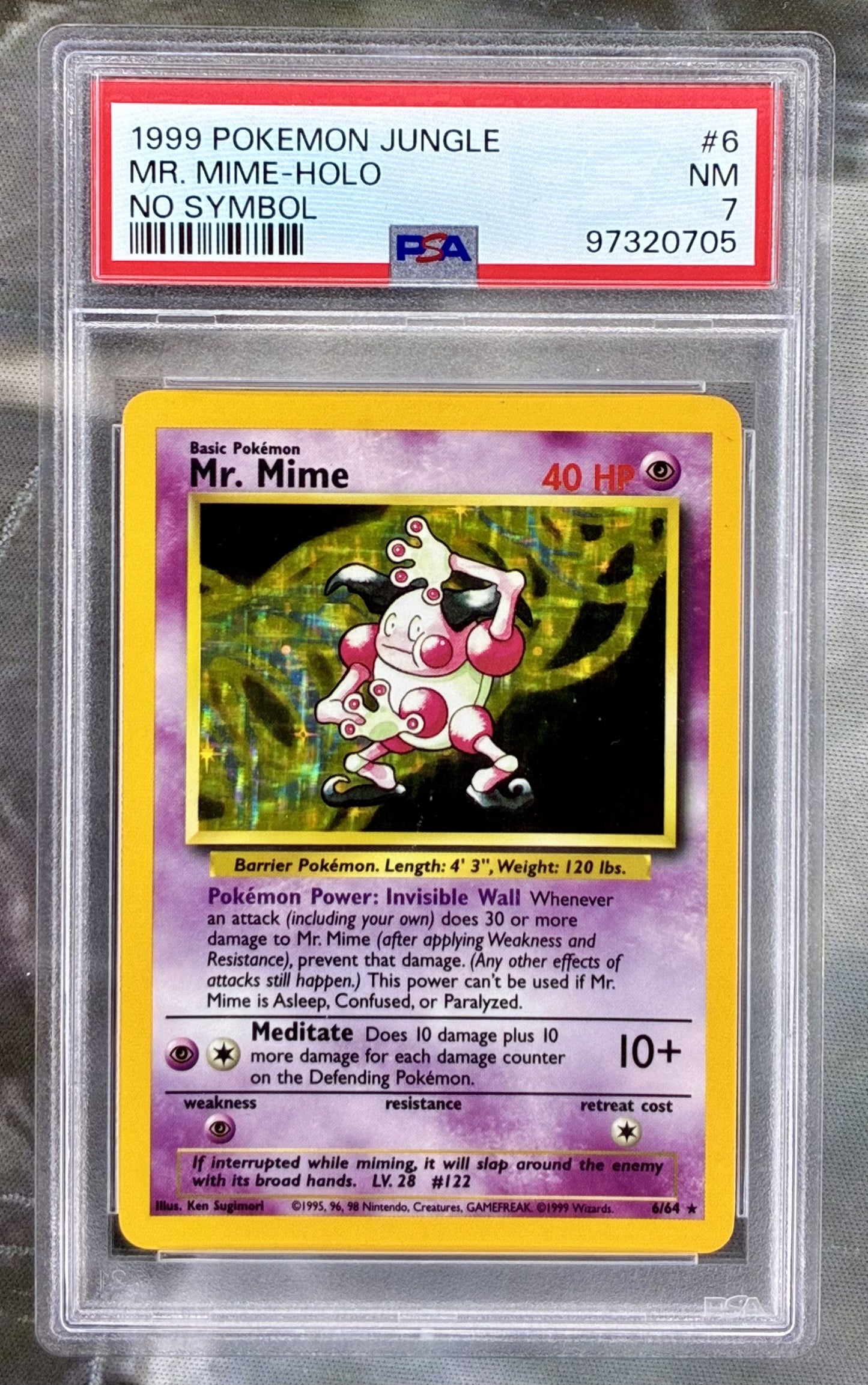 Pokemon Mr Mime Jungle No Symbol error holo PSA 7 1999 WOTC