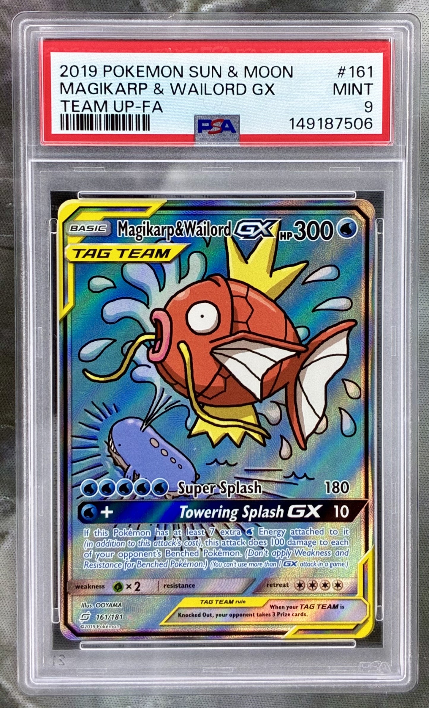 Pokemon Magikarp Wailord GX PSA 9 alt art 161 181 Team Up card