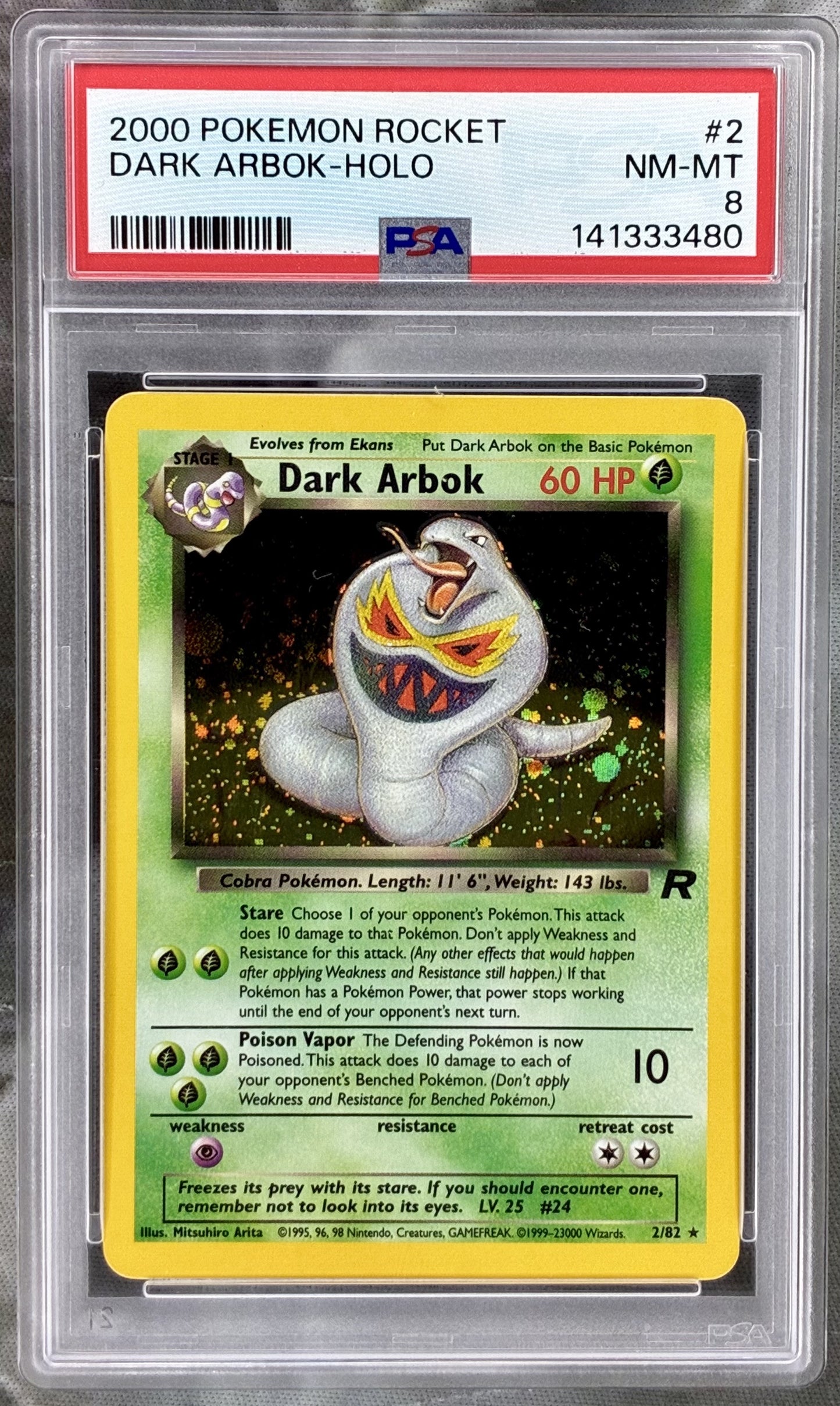 Dark Arbok 2/82 Team Rocket holo PSA 8 Pokémon card