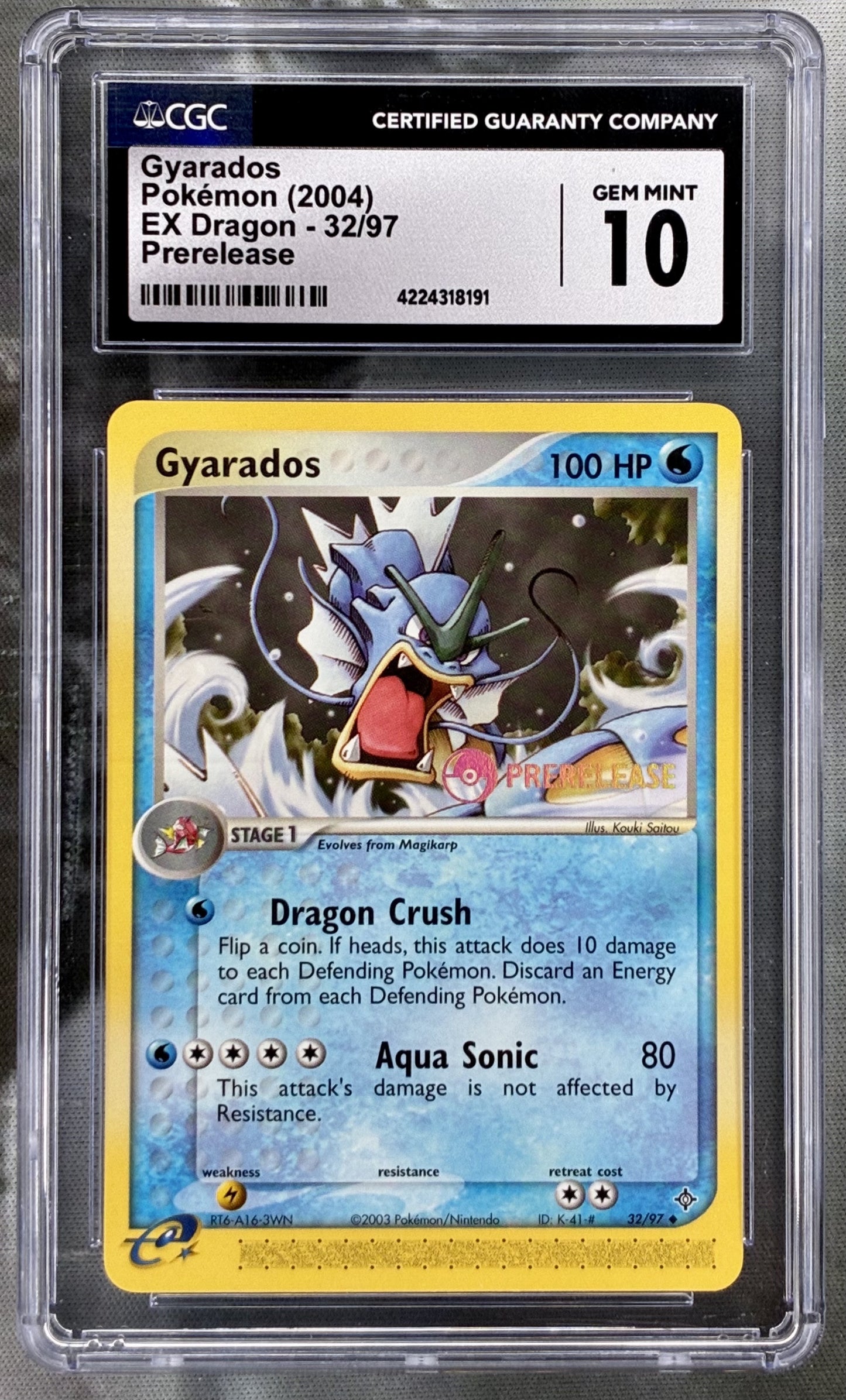 Gyarados Prerelease 32/97 EX Dragon CGC 10 Pokémon card