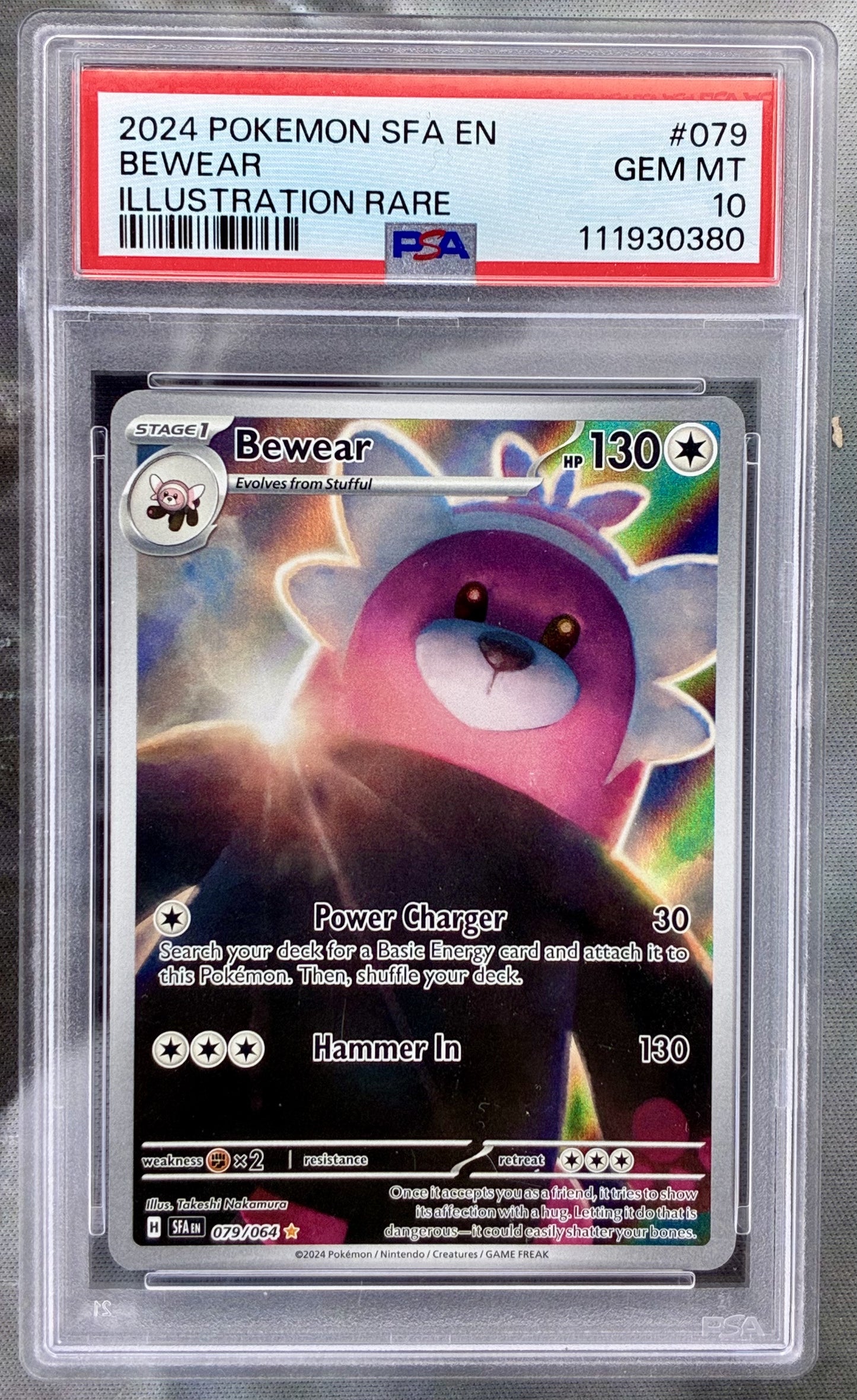 PSA 10 Pokémon Bewear Illustration Rare 079/064 graded slab