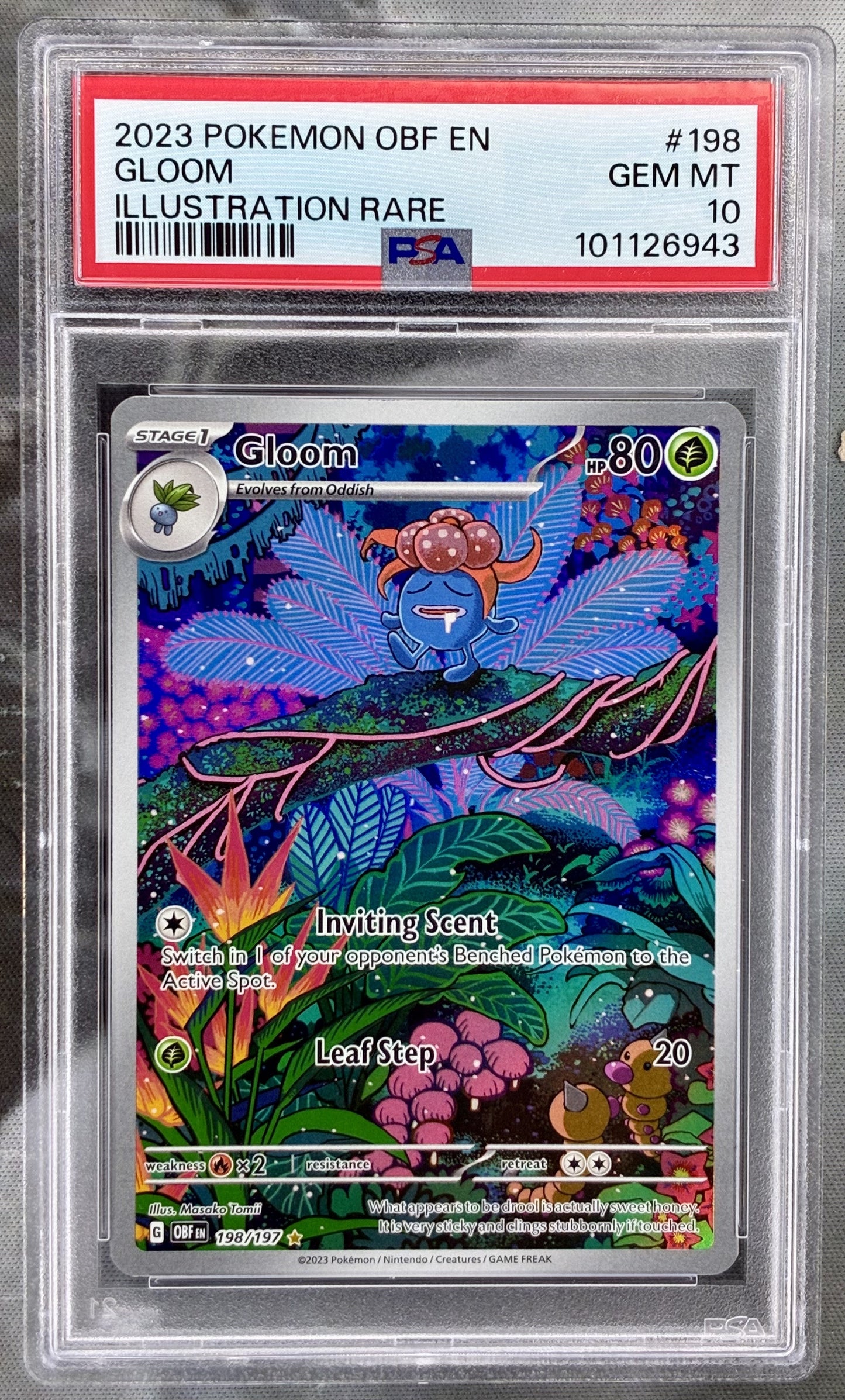Gloom Obsidian Flames SV03 198/197 Holo PSA 10 English Pokemon card slab