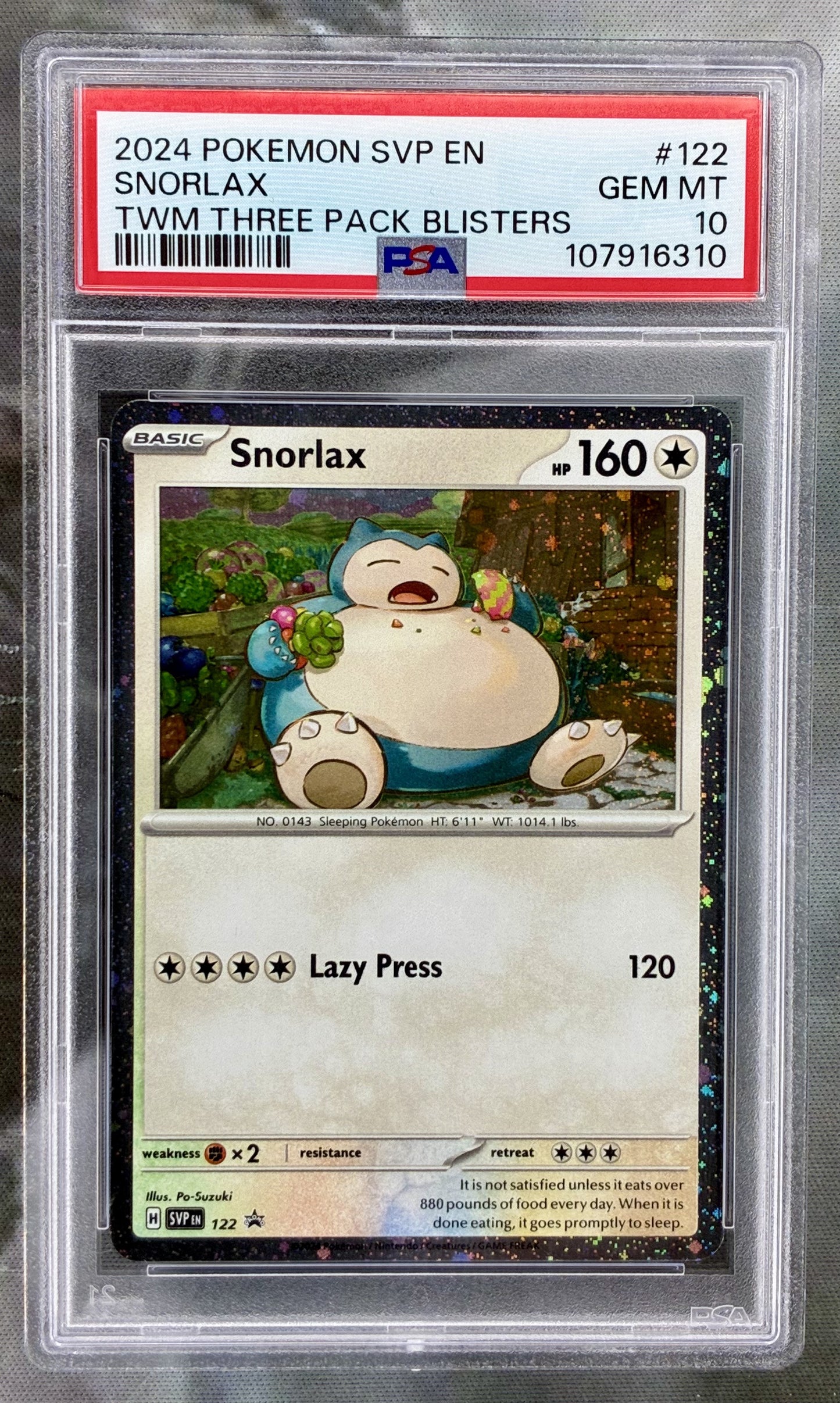 Snorlax SVP122 TWM Promo Holo PSA 10 English Pokemon card slab