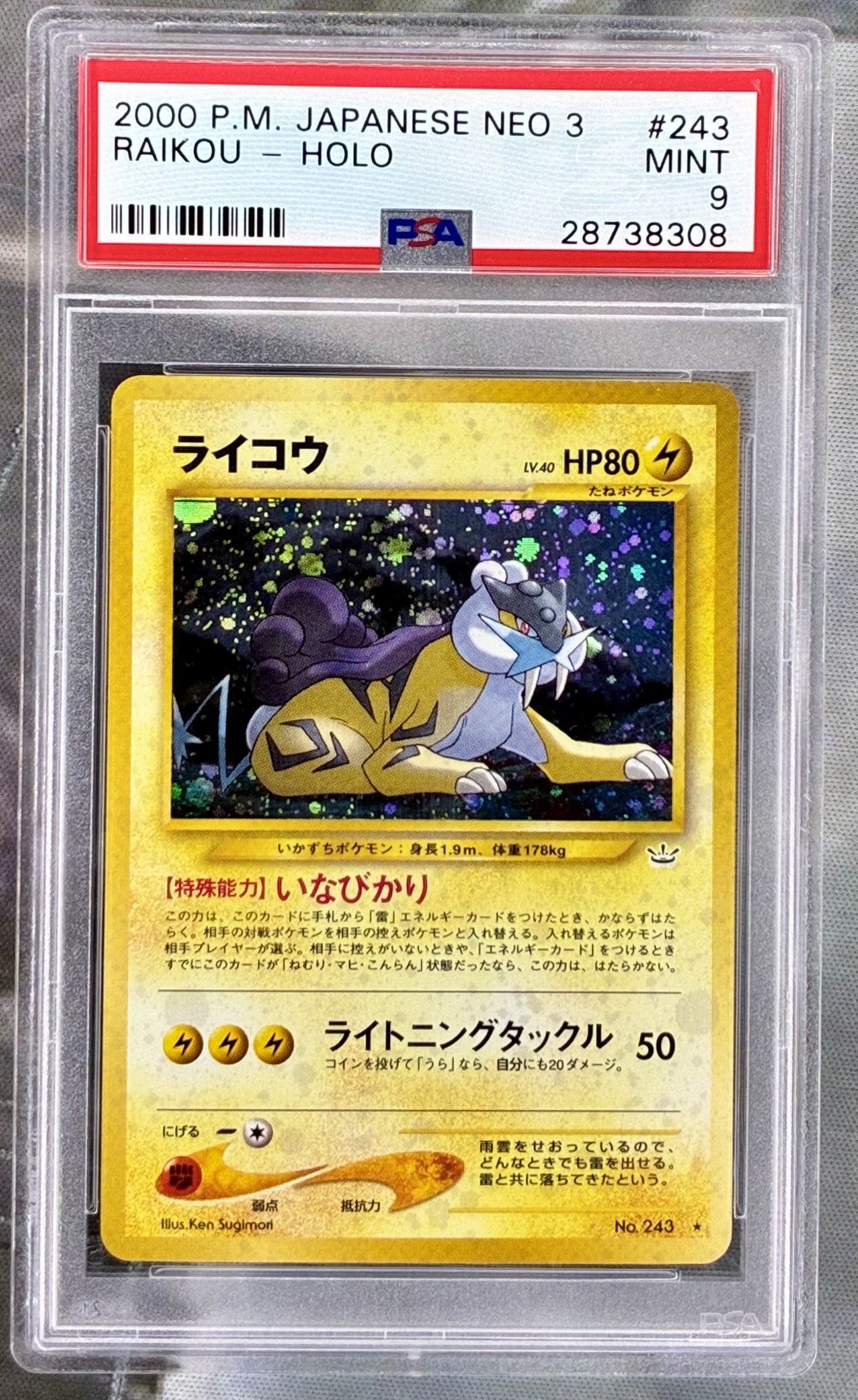 Raikou Neo 3 243 Holo PSA 9 Japanese Pokemon card slab