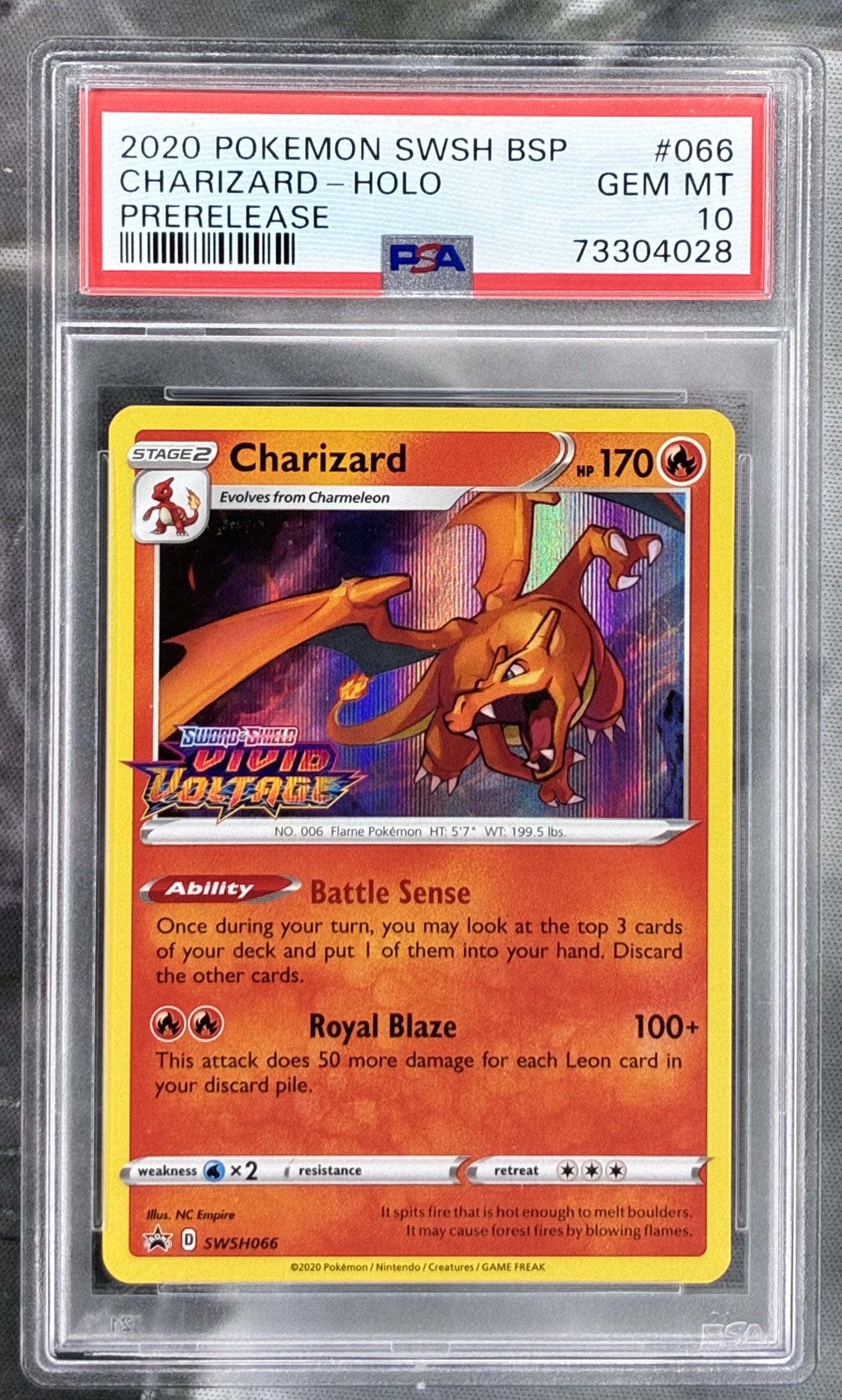 Charizard Prerelease Promo SWSH066 Holo PSA 10 English Pokemon card slab