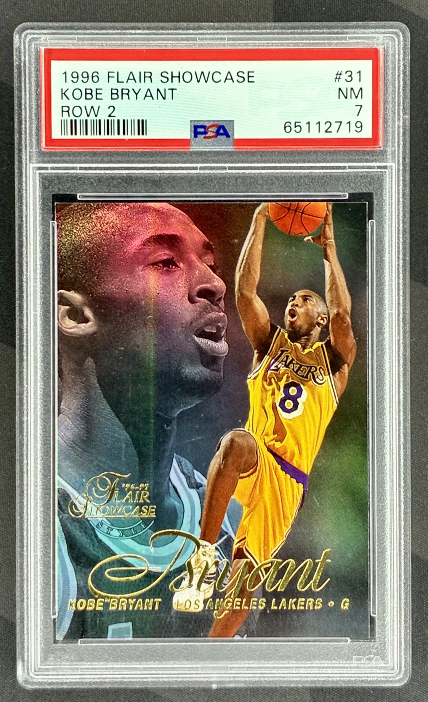 Kobe Bryant Flair Showcase 1996-97 #31 Row 2 PSA 7 rookie basketball card slab