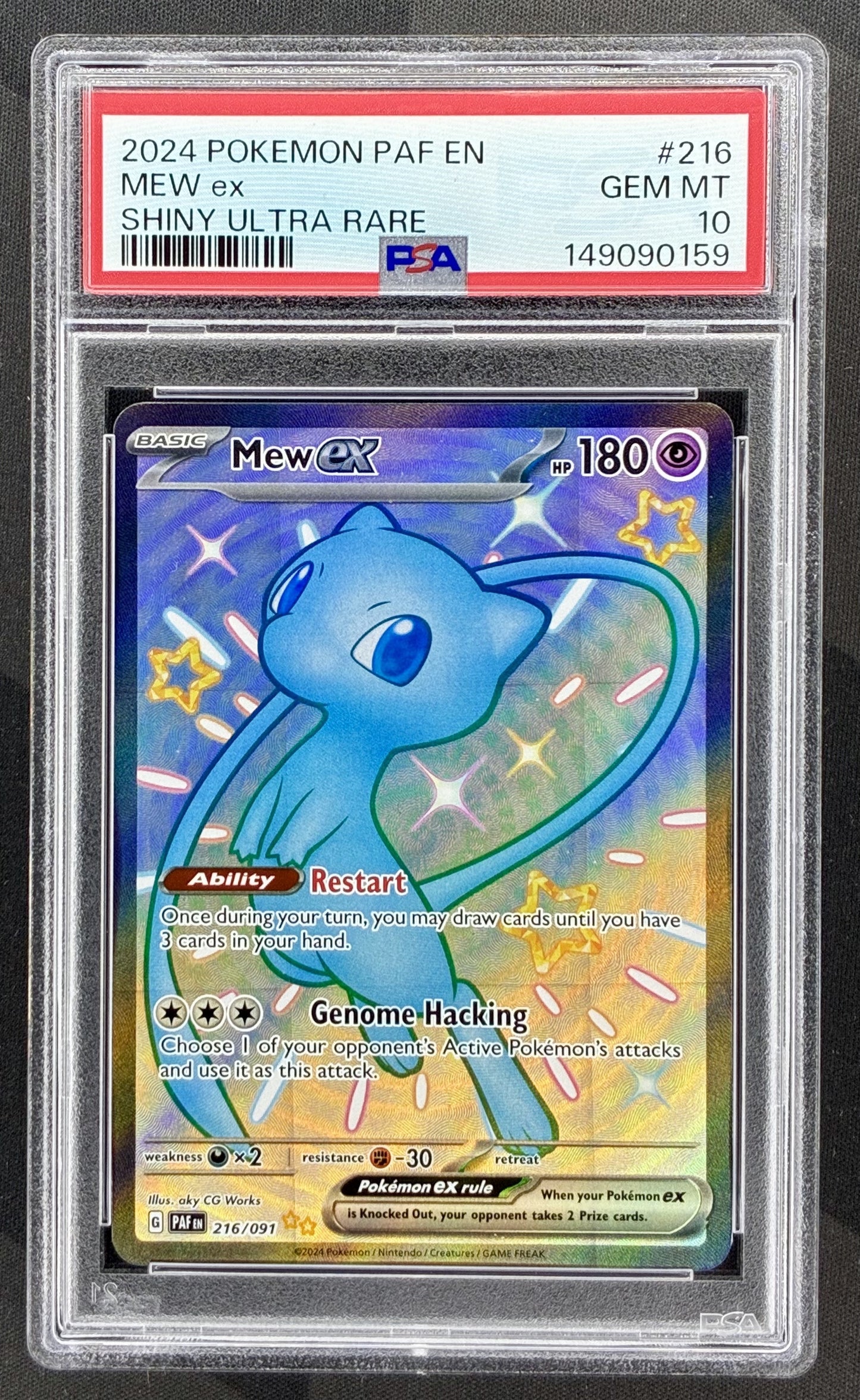 Mew EX 216/091 Paldean Fates PSA 10 Shiny Full Art Pokemon card slab