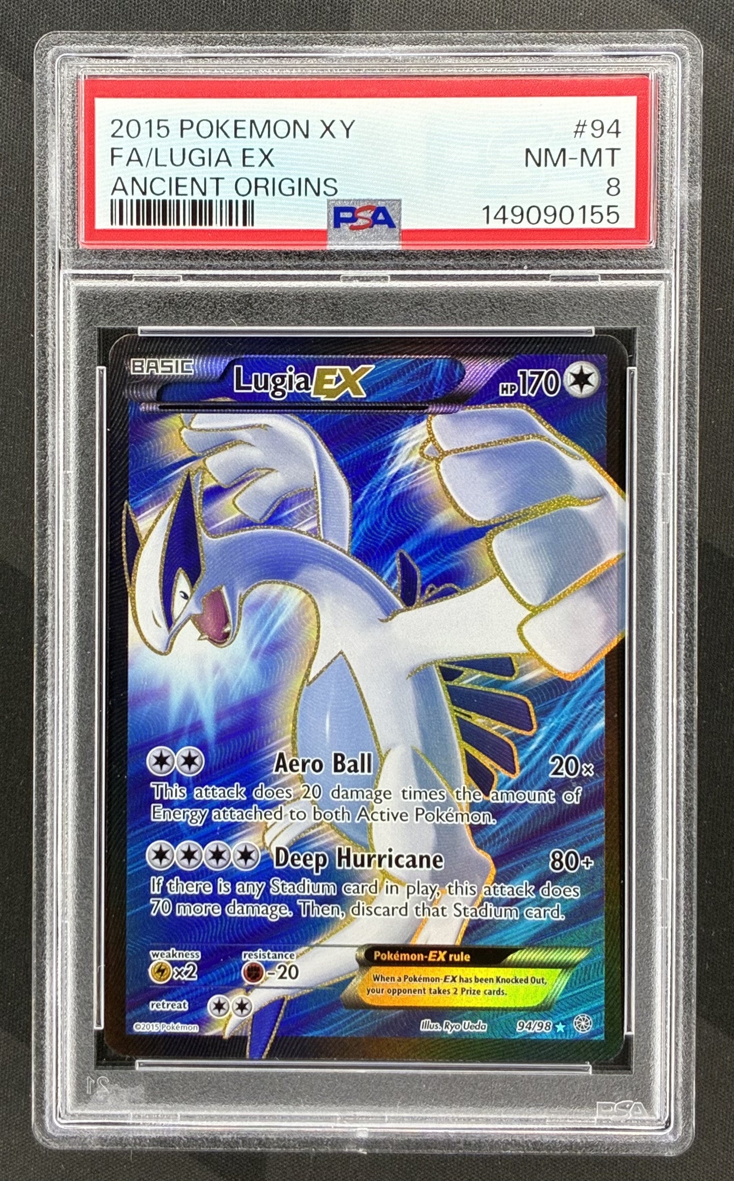 Lugia EX 94/98 Ancient Origins PSA 8 Full Art Pokemon card slab