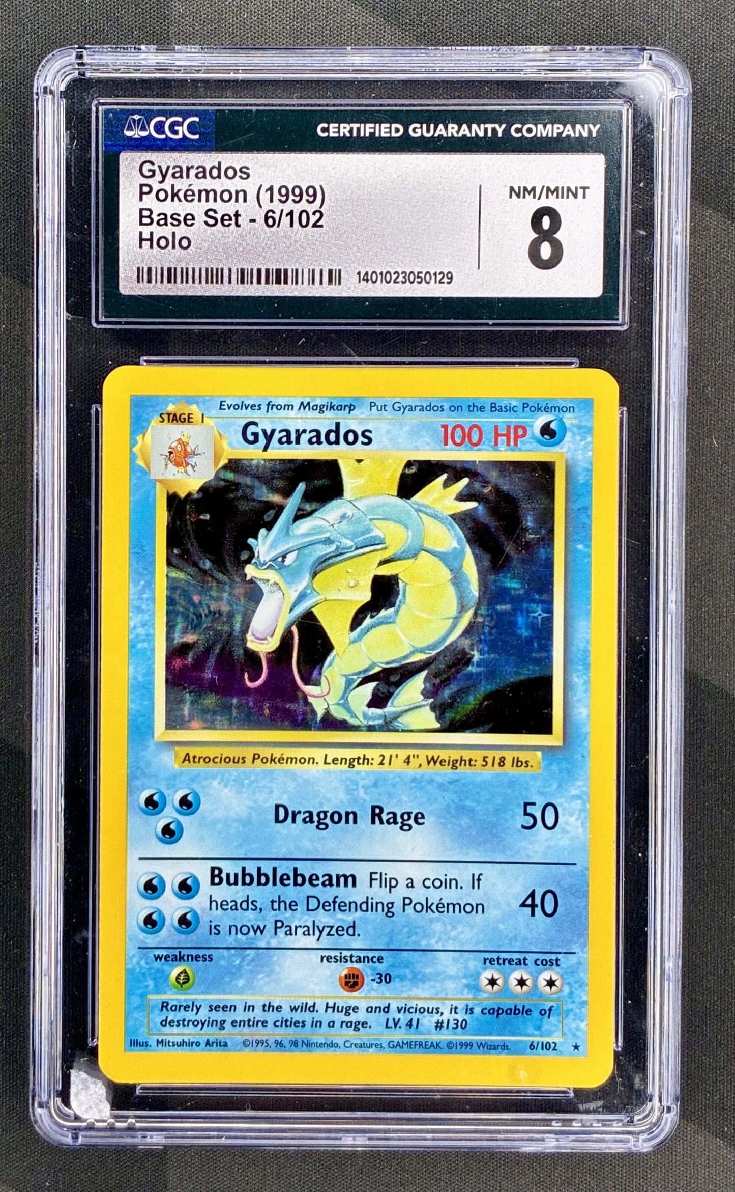 Gyarados 6/102 Base Set 1999 CGC 8 holo Pokemon card slab