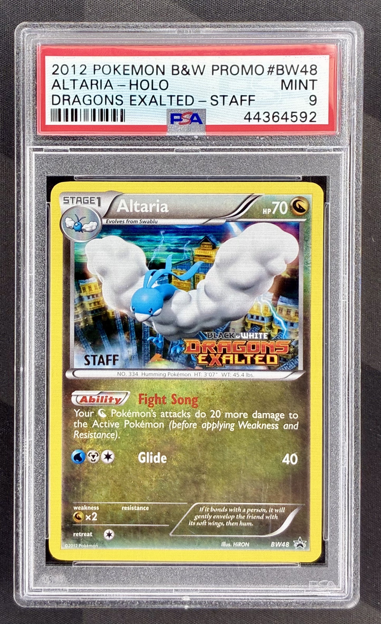 Altaria BW48 Staff Promo Dragons Exalted PSA 9 Pokemon card slab