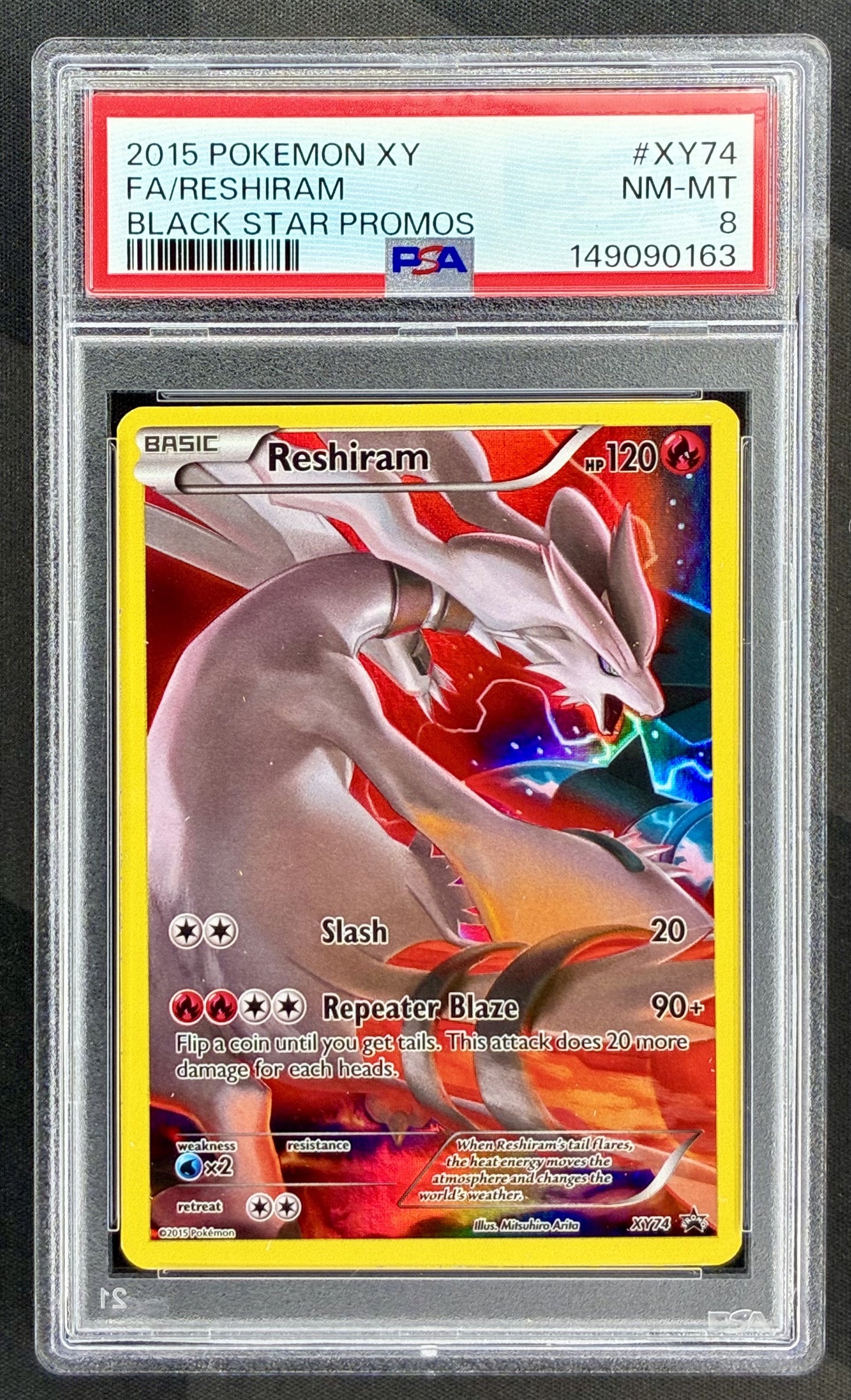 Reshiram XY74 Black Star Promo PSA 8 Full Art Pokemon card slab