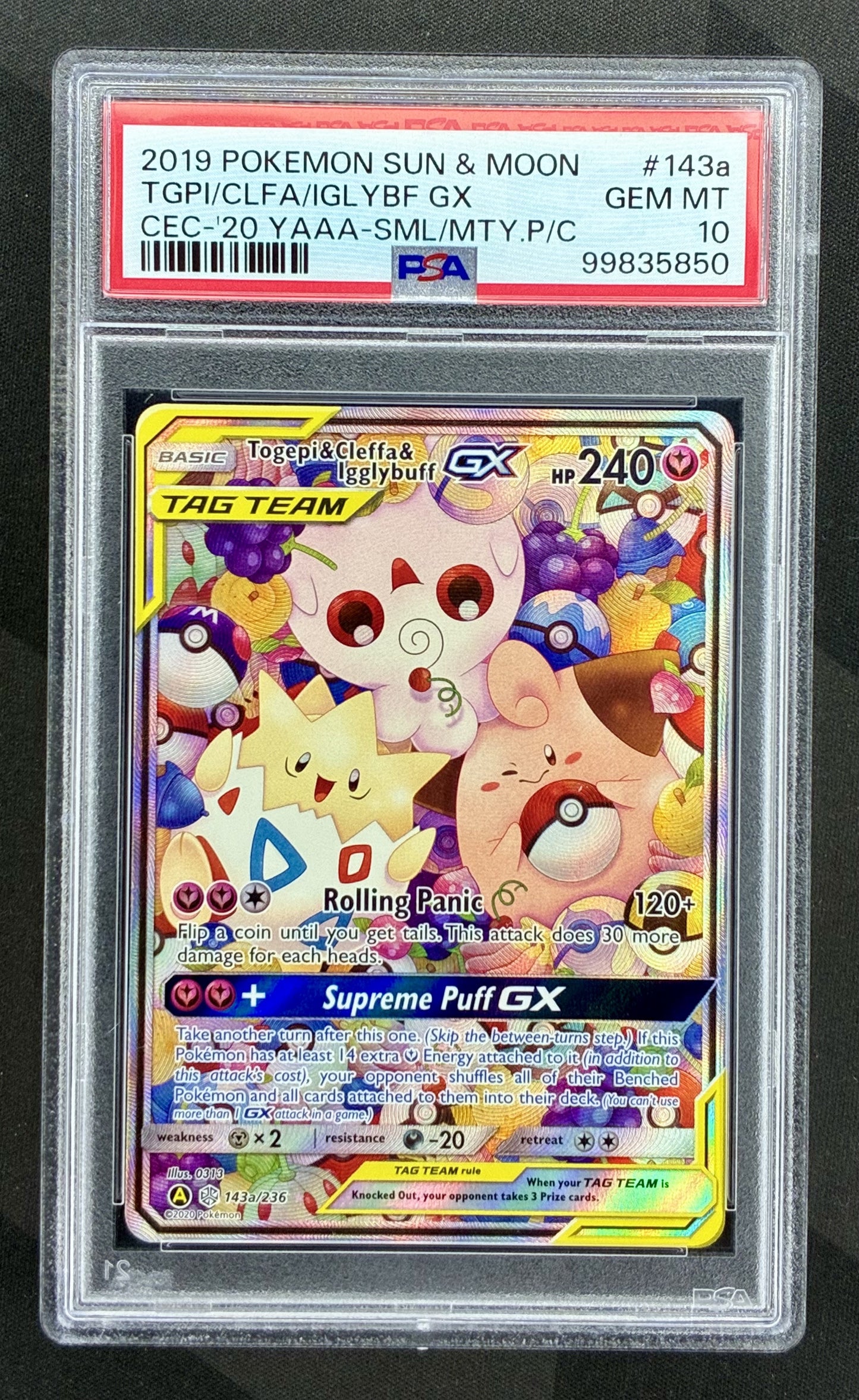 Togepi Cleffa Igglybuff GX 143A/236 Alternate Art PSA 10 Pokemon card slab