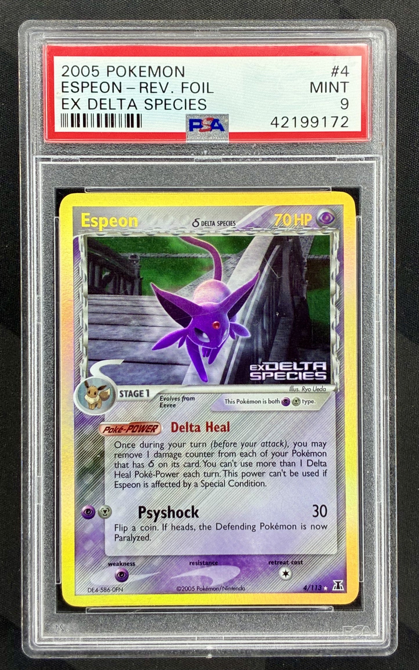 Espeon 4/113 ex Delta Species Reverse Holo PSA 9 Pokemon card slab