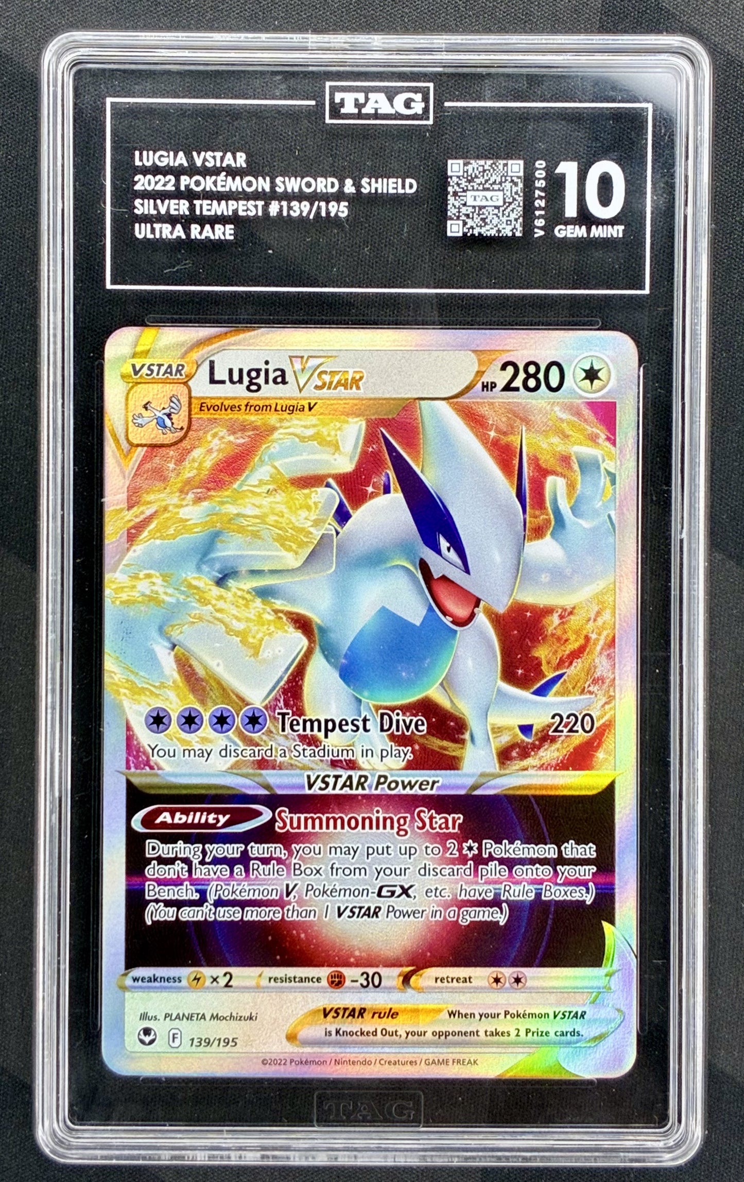 Lugia VSTAR 139/195 Silver Tempest TAG 10 Pokemon card slab