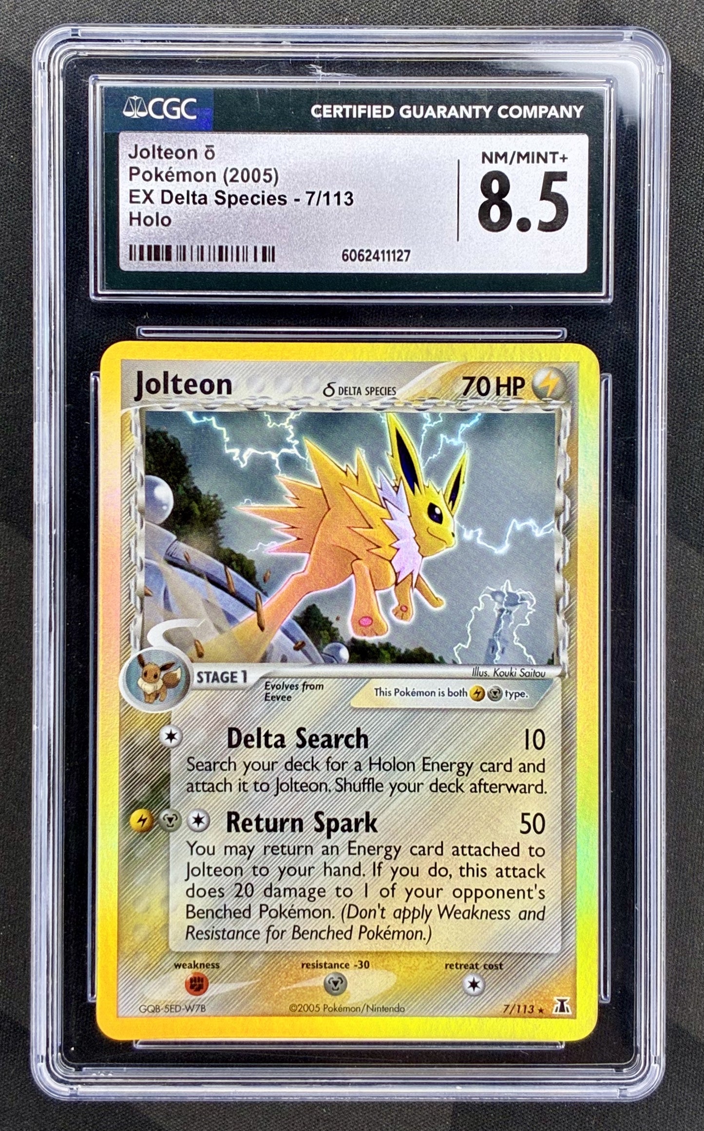 Jolteon 7/113 EX Delta Species CGC 8.5 holo Pokemon card slab