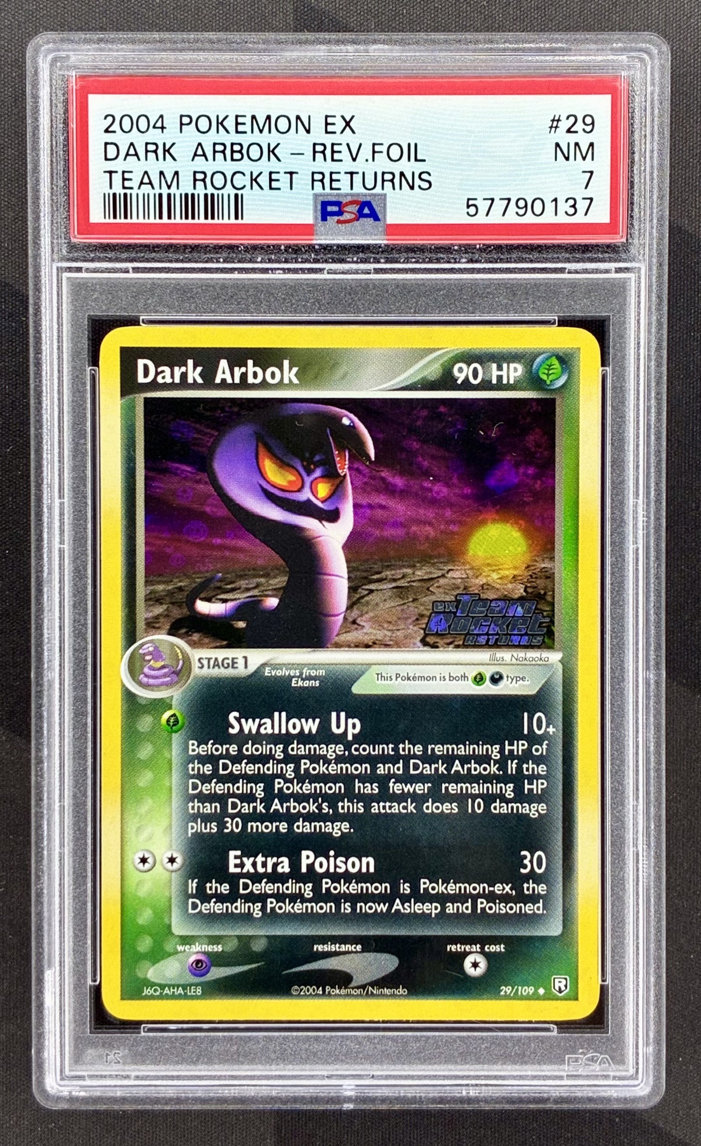 Dark Arbok 29/109 Team Rocket Returns reverse holo PSA 7 Pokemon card