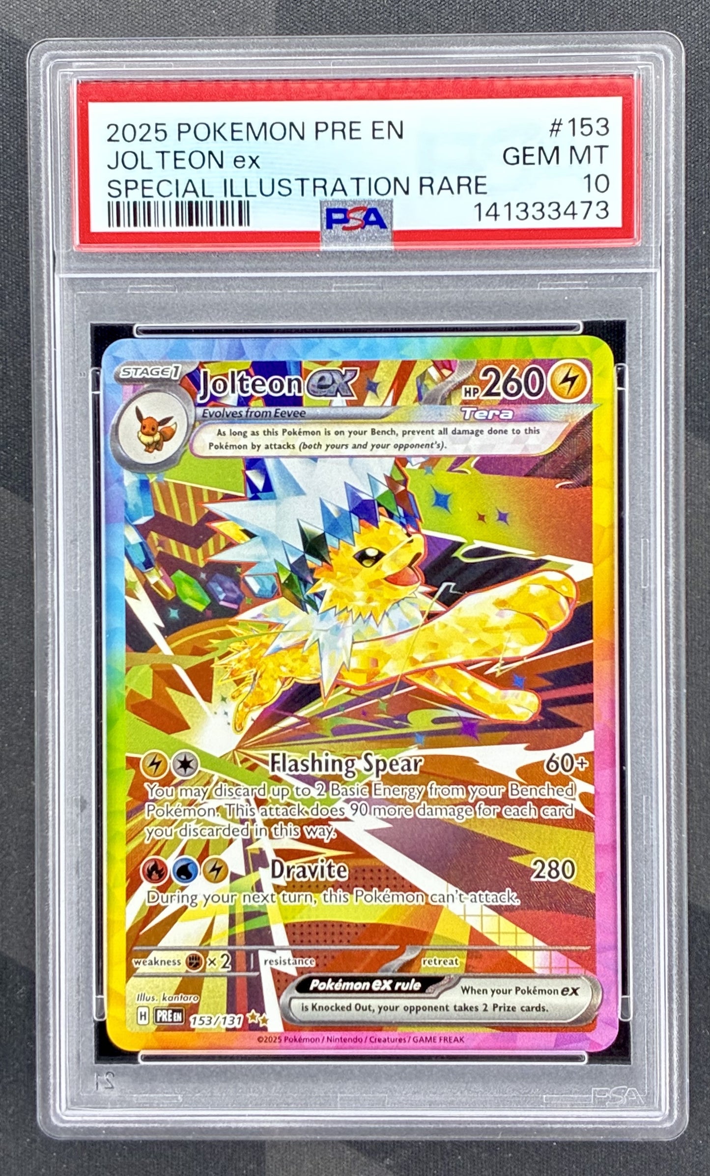 Jolteon ex 153/131 PSA 10 Prismatic Evolutions Pokemon card