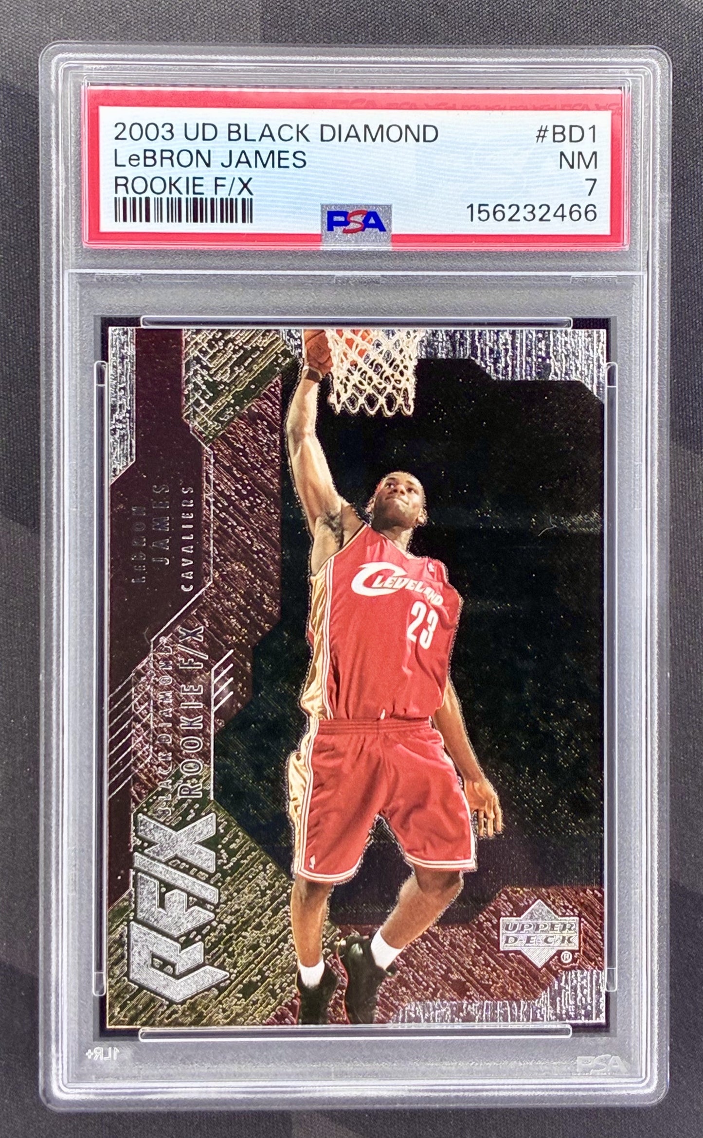 PSA 7 LeBron James 2003/04 Upper Deck Black Diamond Rookie F/X RC SSP Card