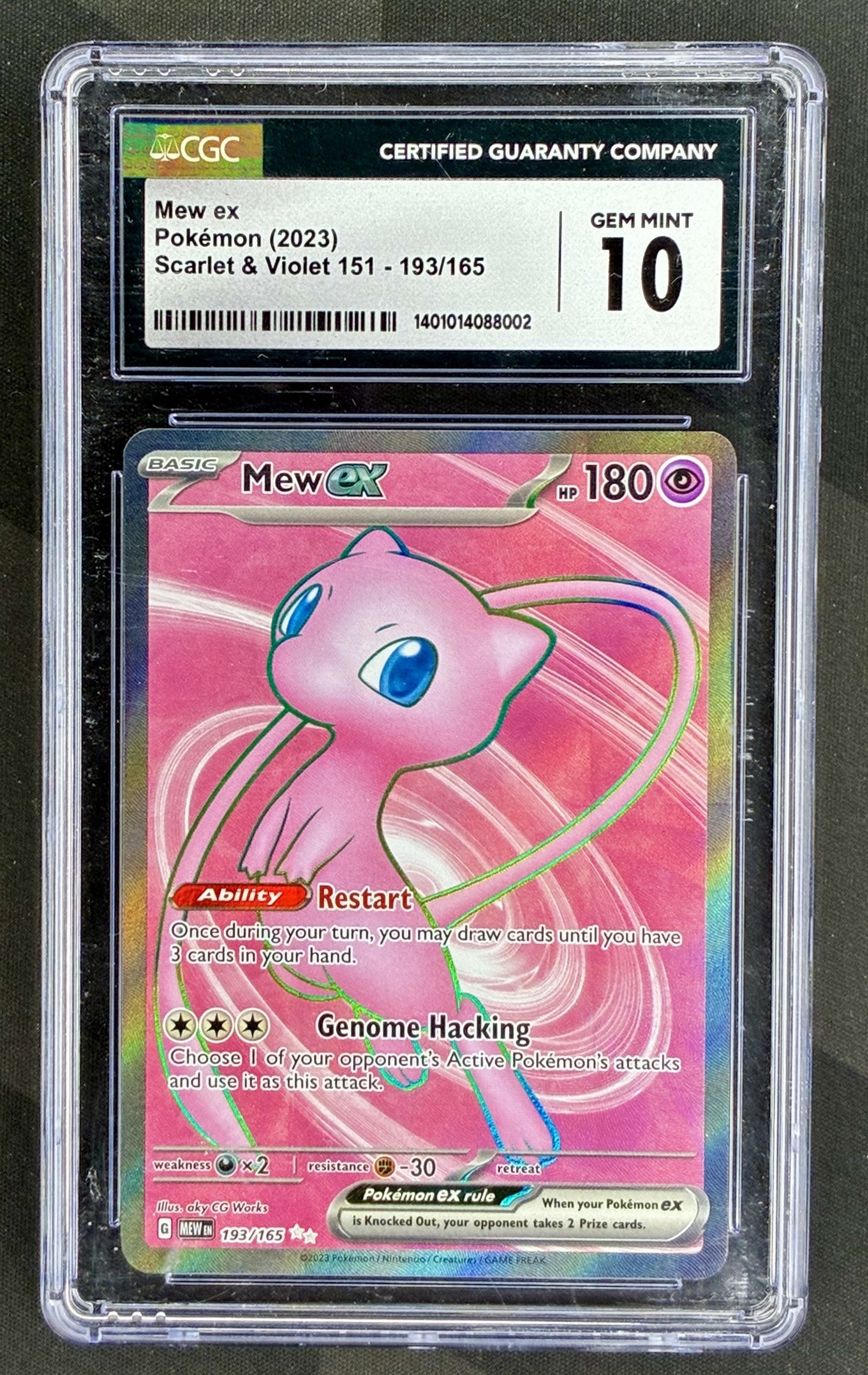 CGC 10 Mew ex 193/165 Pokemon 151 Full Art Card