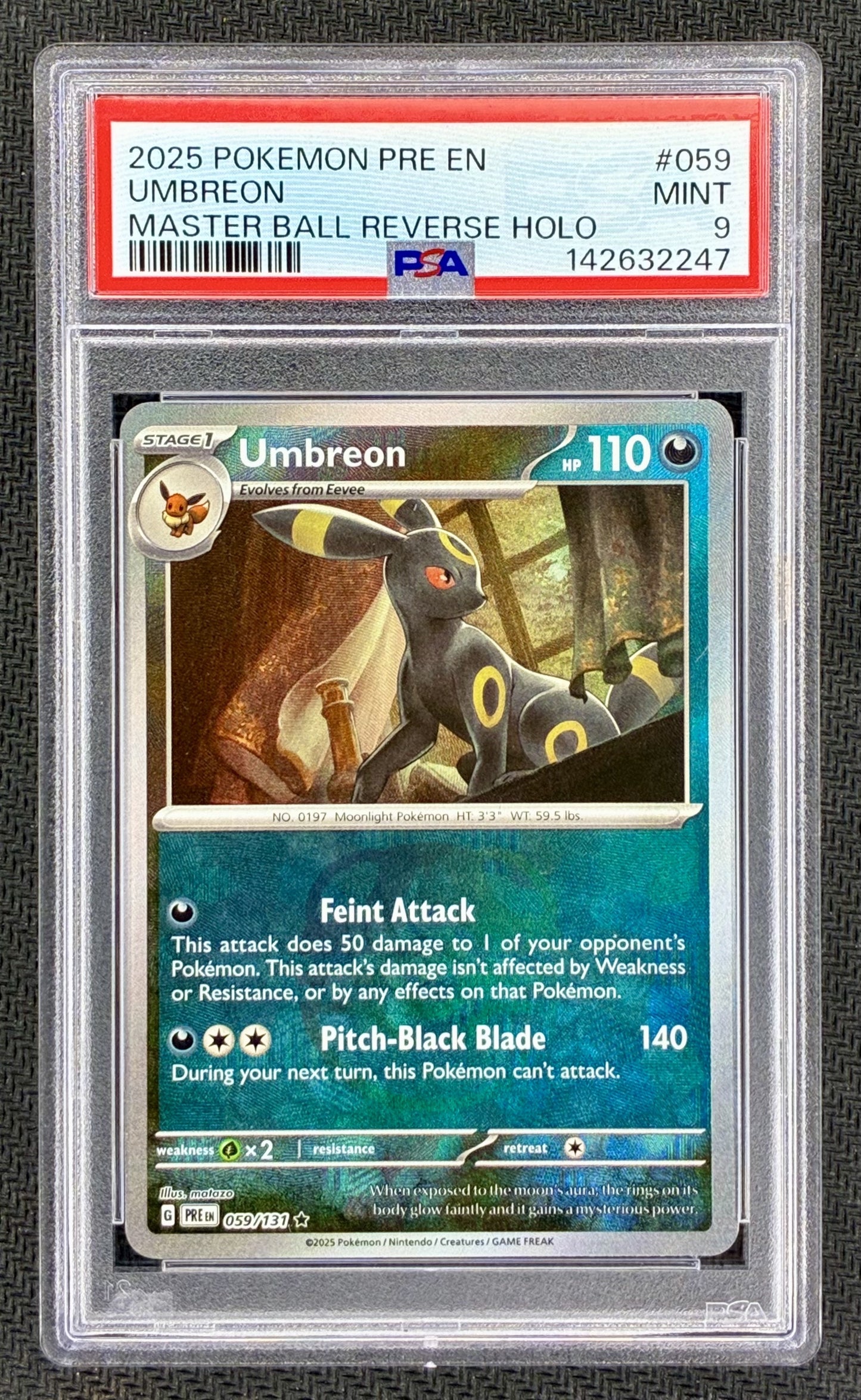 PSA 9 Umbreon Master Ball Reverse Holo 059/131 Pokemon Card