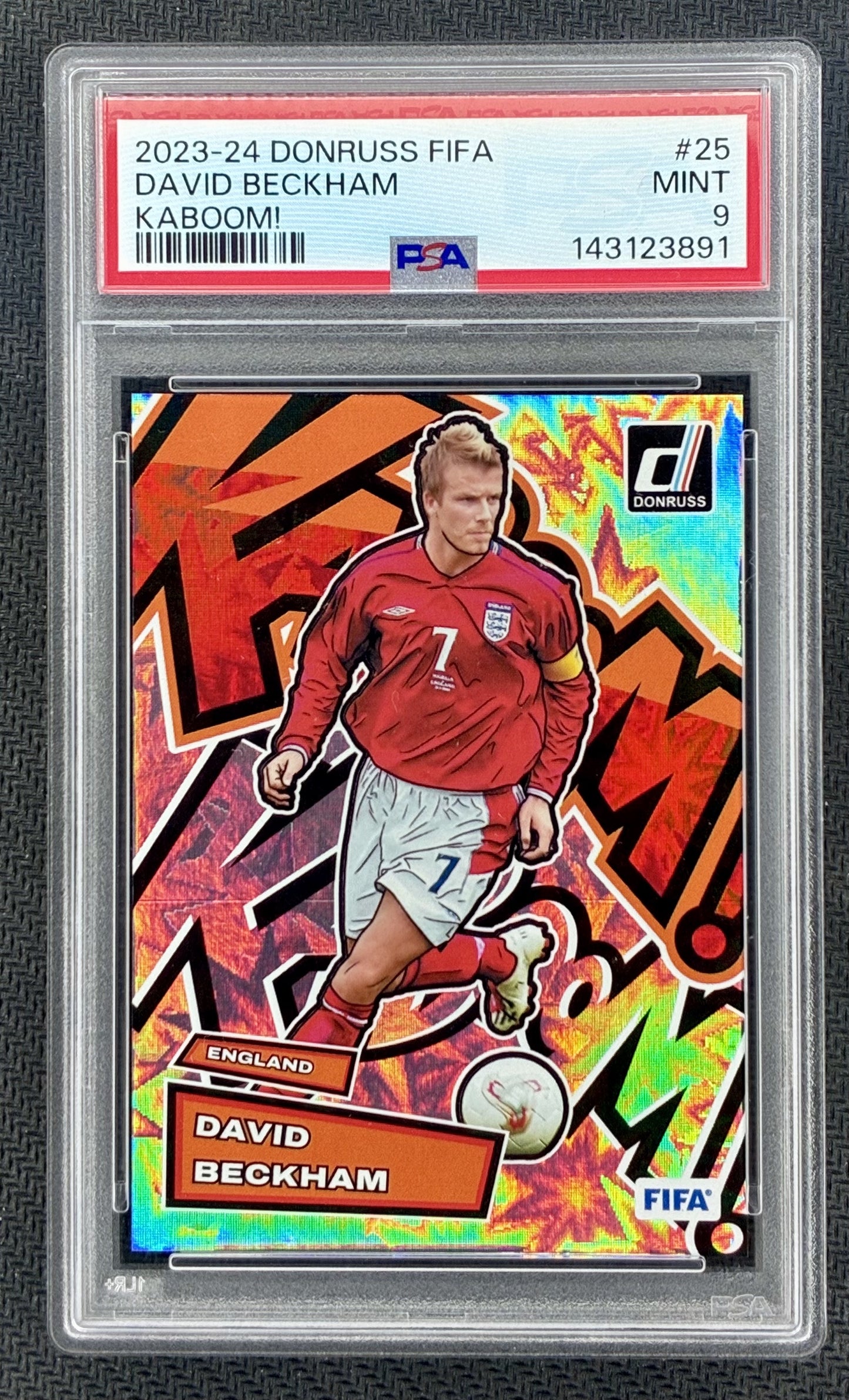 David Beckham 2023-24 Donruss Kaboom Case Hit PSA 9 Soccer Card