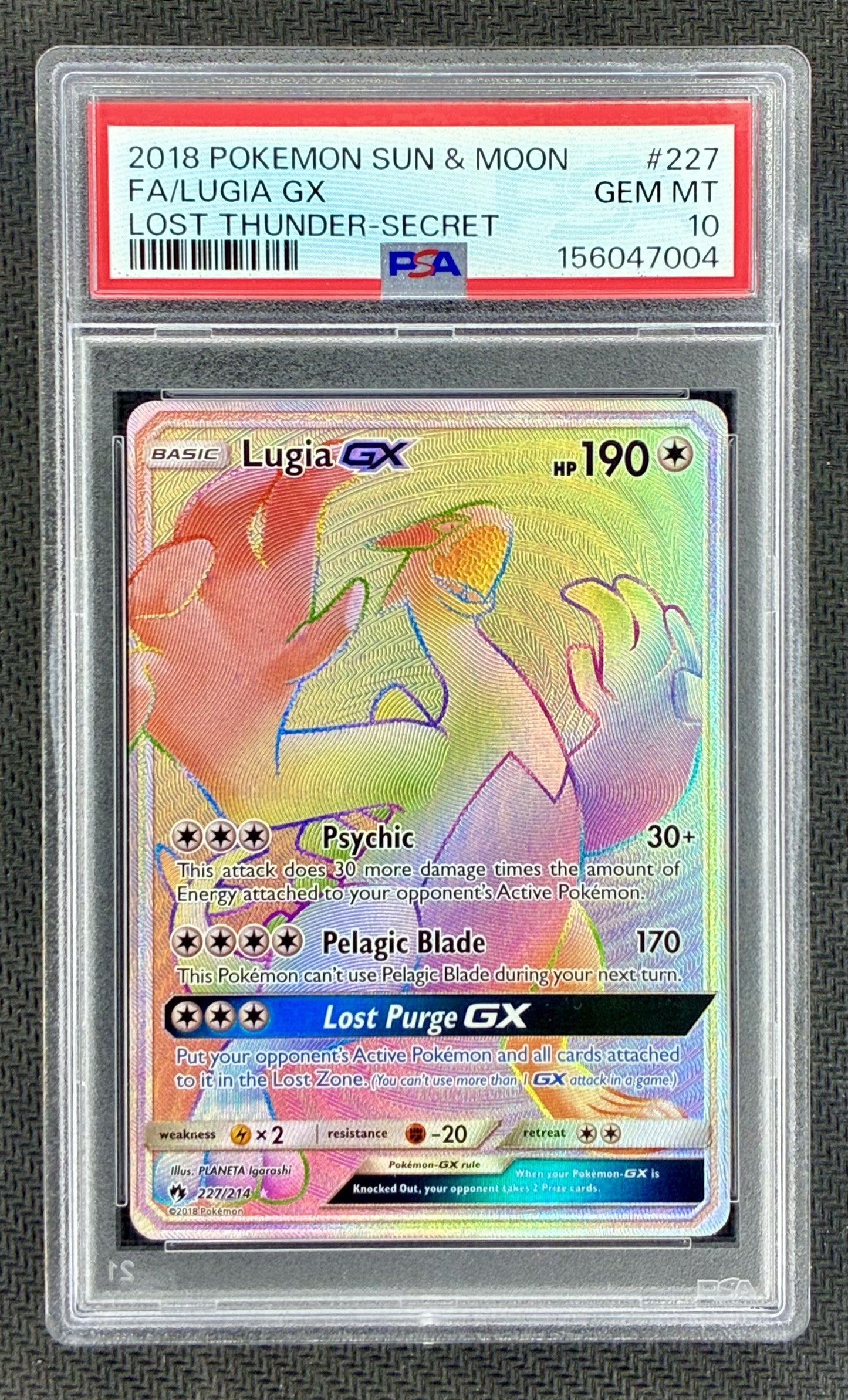 Pokemon Lugia 227/214 Lost Thunder Secret Rare PSA 10 Card