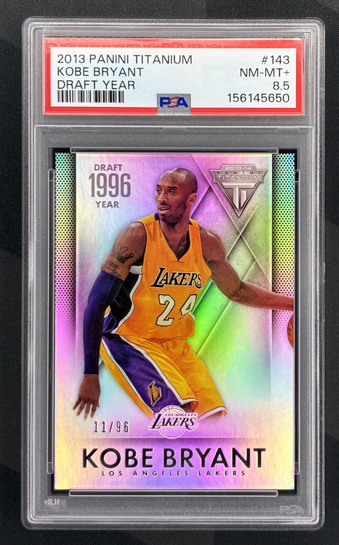 Kobe Bryant 2013 Panini Titanium Draft Year PSA 8.5 MINT Card Serial Numbered to 96 Copies Los Angeles Lakers Collectible