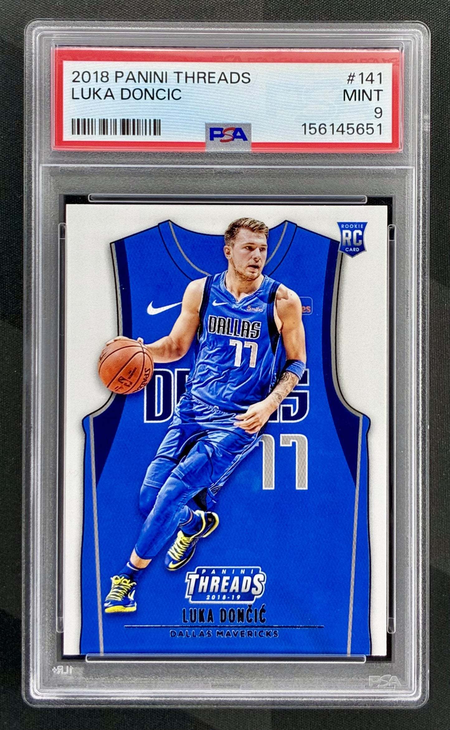 Luka Doncic 2018-19 Panini Threads Rookie Jersey #141 PSA 9 MINT Dallas Mavericks Rookie Memorabilia Card