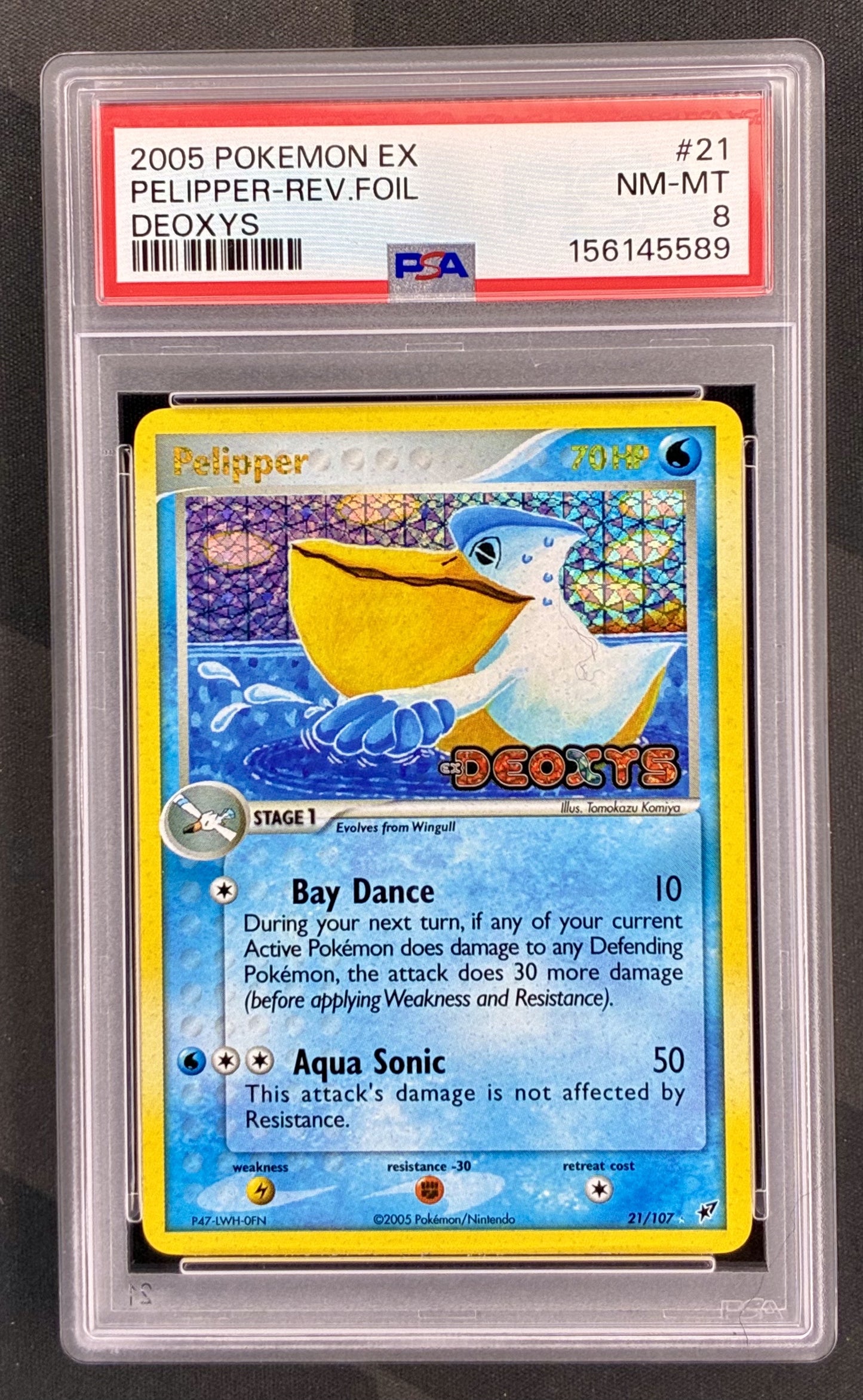 Pokemon Pelipper 21 107 Reverse Holo EX Deoxys PSA 8 NM MT Graded Card English Pokemon TCG Collectible