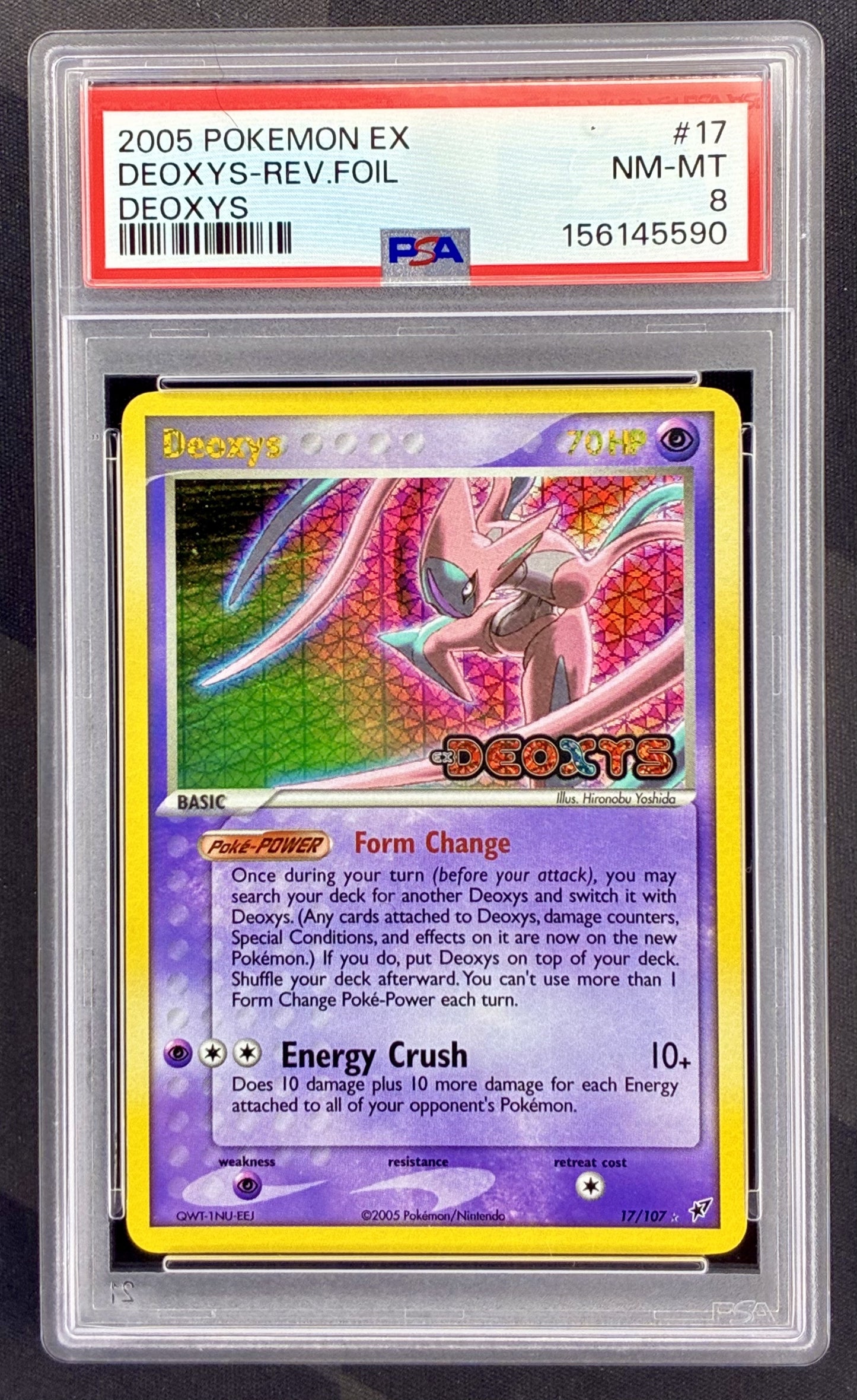 Pokemon Deoxys 17 107 Reverse Holo Rare EX Deoxys PSA 8 NM MT Graded Pokemon Card English Edition