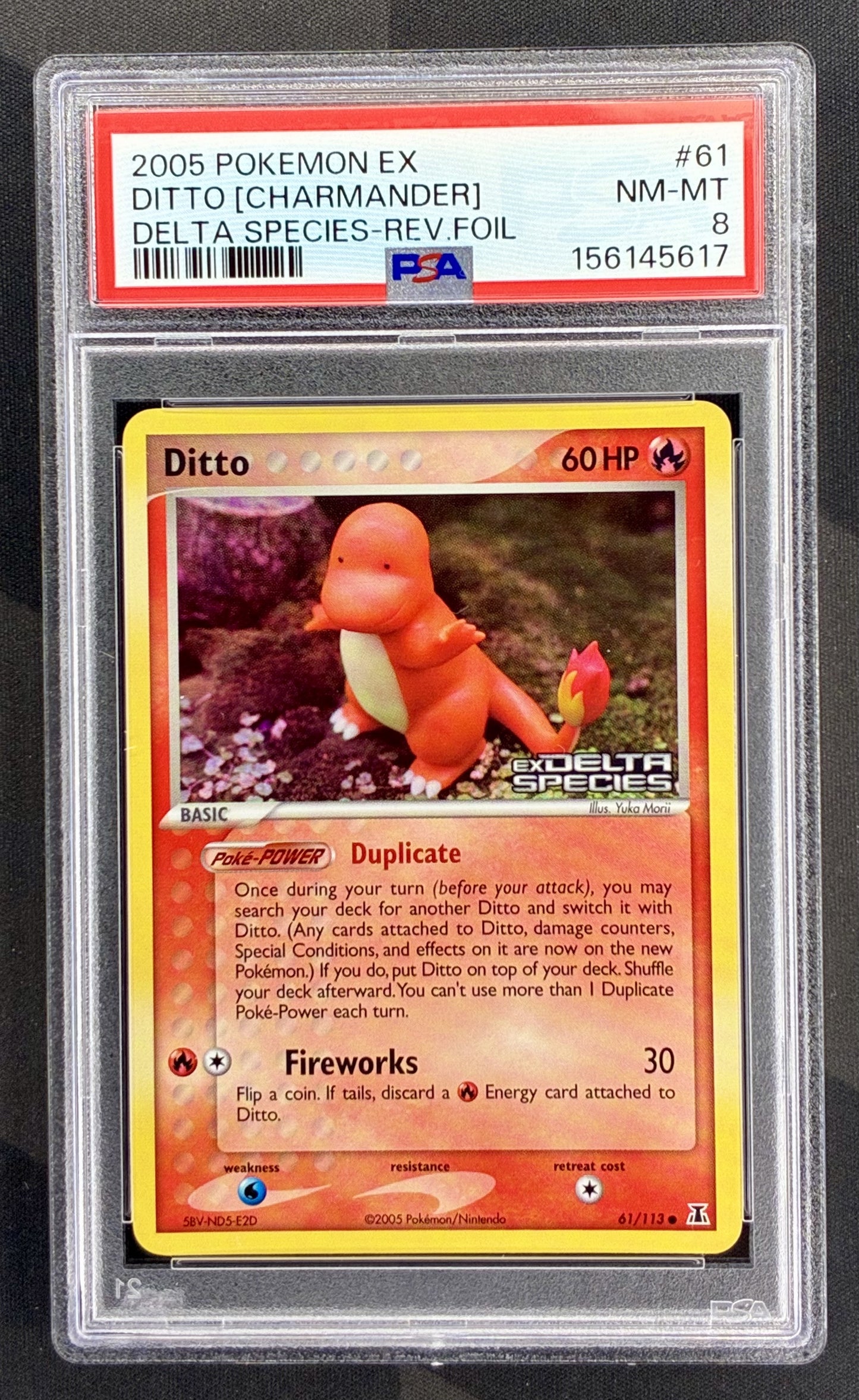 Pokemon Ditto Charmander 61/113 Reverse Holo Delta Species PSA 8